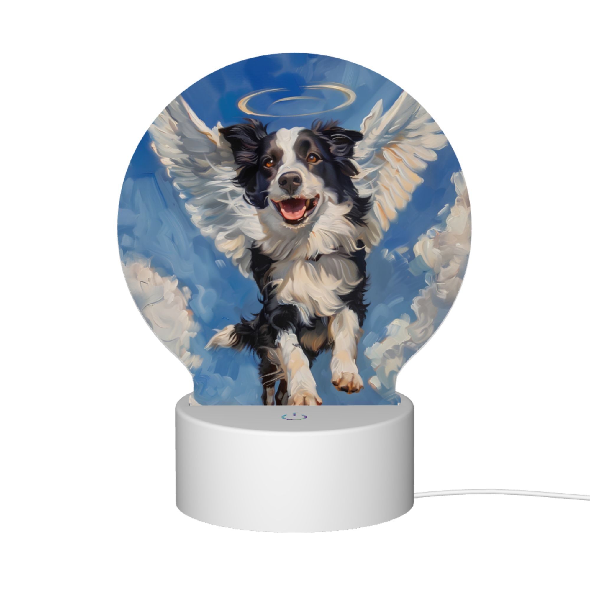 Round Shaped Acrylic Panel Angel Collie Night Light – Pet Memorial Decor, LED Light Sign for Collie In Heaven Round Shaped Acrylic Panel Angel Collie Night Light – Pet Memorial Decor, LED Light Sign for Collie In Heaven