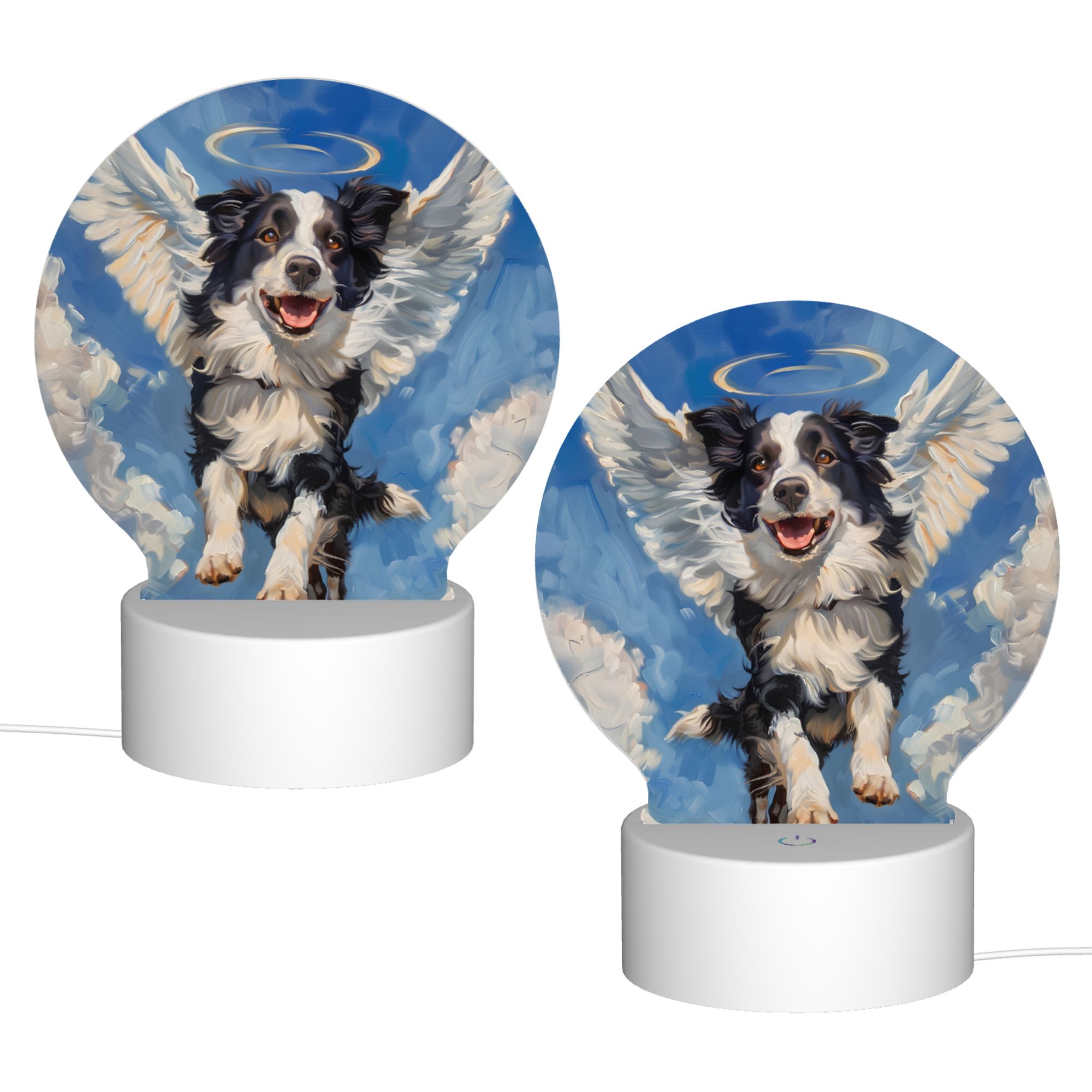 Round Shaped Acrylic Panel Angel Collie Night Light – Pet Memorial Decor, LED Light Sign for Collie In Heaven Round Shaped Acrylic Panel Angel Collie Night Light – Pet Memorial Decor, LED Light Sign for Collie In Heaven