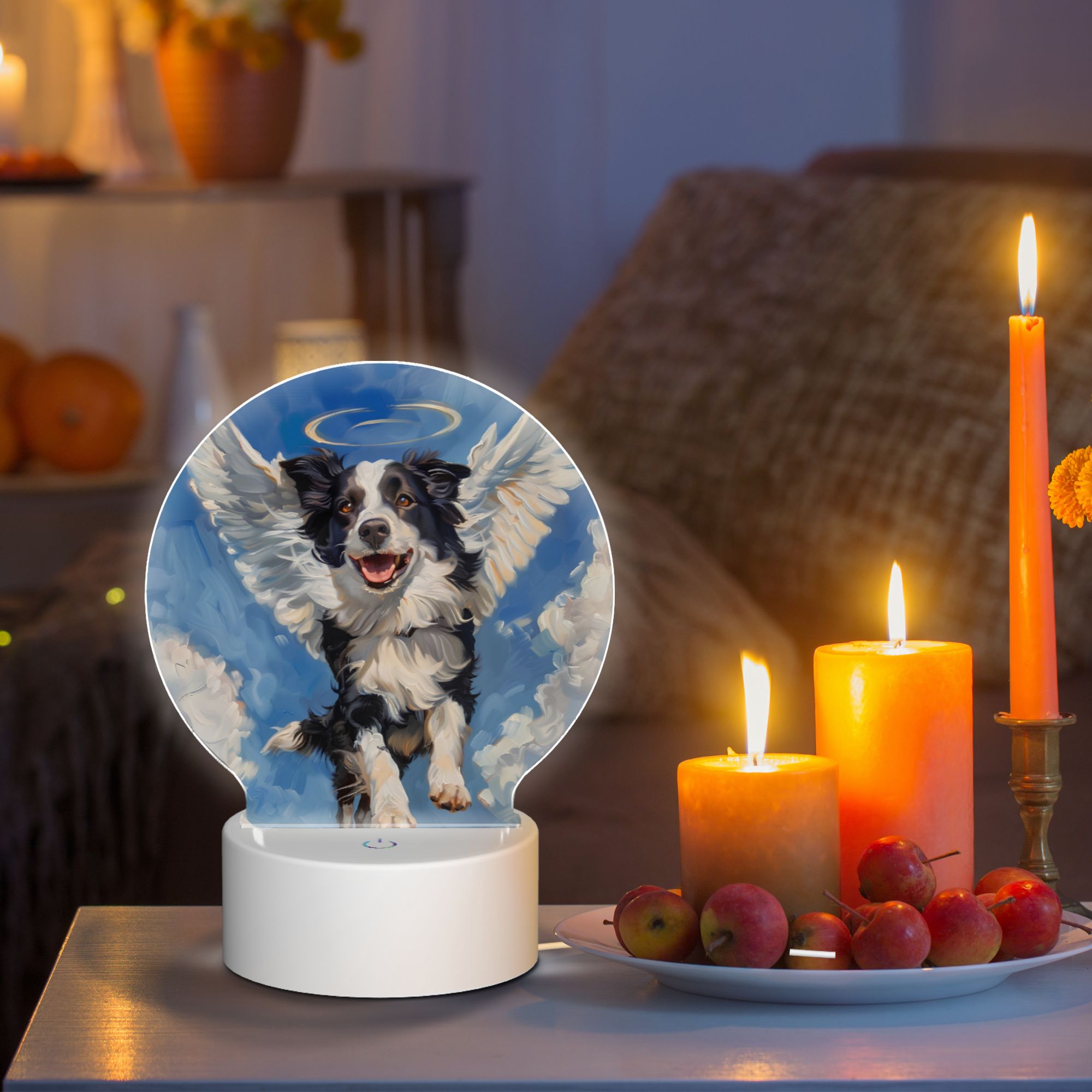 Round Shaped Acrylic Panel Angel Collie Night Light – Pet Memorial Decor, LED Light Sign for Collie In Heaven Round Shaped Acrylic Panel Angel Collie Night Light – Pet Memorial Decor, LED Light Sign for Collie In Heaven