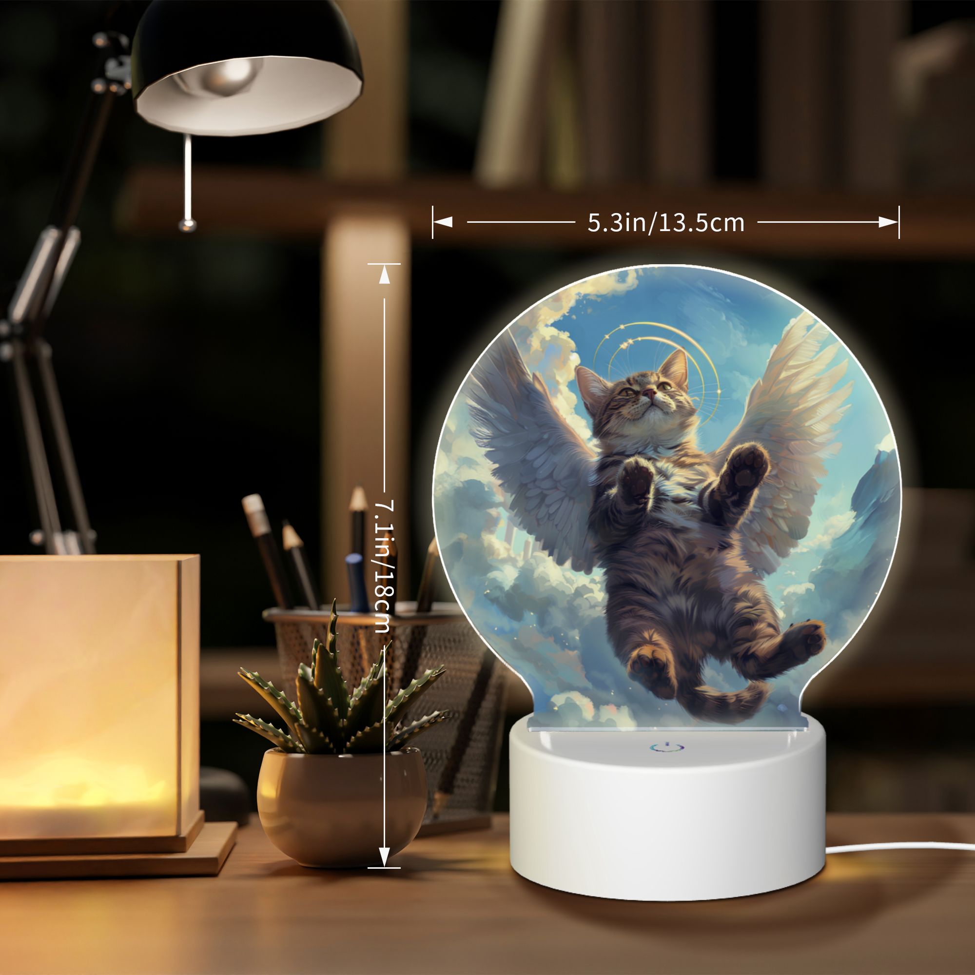 Round Shaped Acrylic Panel Angel Egyptian Mau Cat Night Light – Pet Memorial Decor, LED Light Sign for Egyptian Mau Cat In Heaven Round Shaped Acrylic Panel Angel Egyptian Mau Cat Night Light – Pet Memorial Decor, LED Light Sign for Egyptian Mau Cat In Heaven