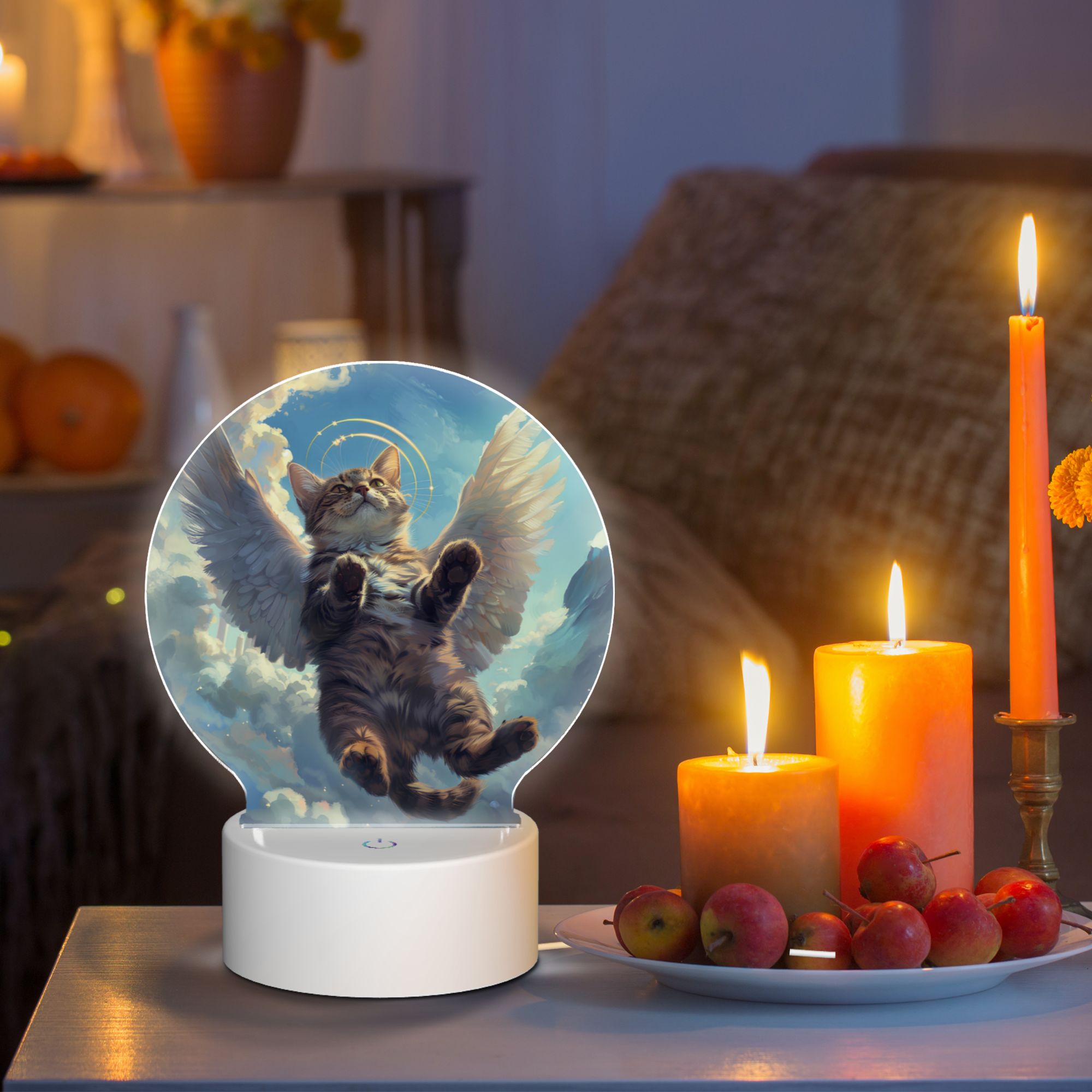 Round Shaped Acrylic Panel Angel Egyptian Mau Cat Night Light – Pet Memorial Decor, LED Light Sign for Egyptian Mau Cat In Heaven Round Shaped Acrylic Panel Angel Egyptian Mau Cat Night Light – Pet Memorial Decor, LED Light Sign for Egyptian Mau Cat In Heaven