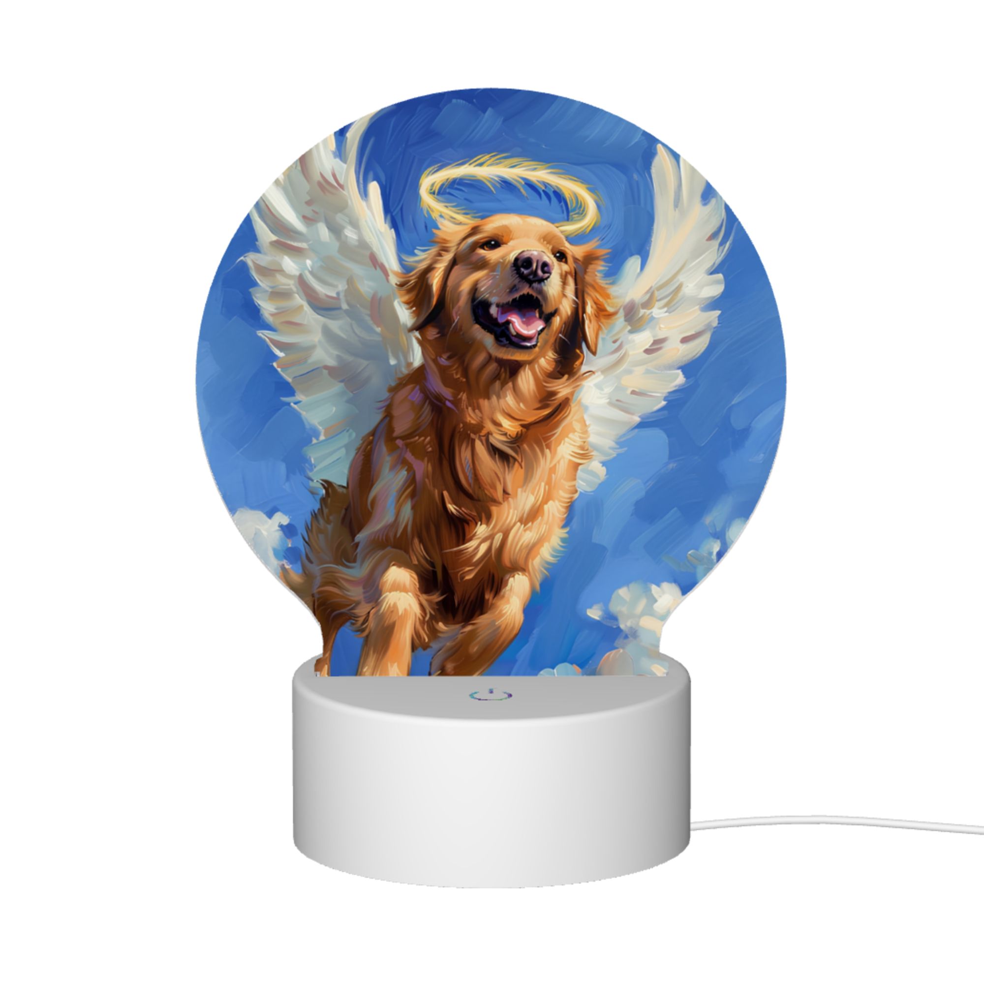 Round Shaped Acrylic Panel Angel Golden Retriever Night Light – Pet Memorial Decor, LED Light Sign for Golden Retriever In Heaven Round Shaped Acrylic Panel Angel Golden Retriever Night Light – Pet Memorial Decor, LED Light Sign for Golden Retriever In Heaven