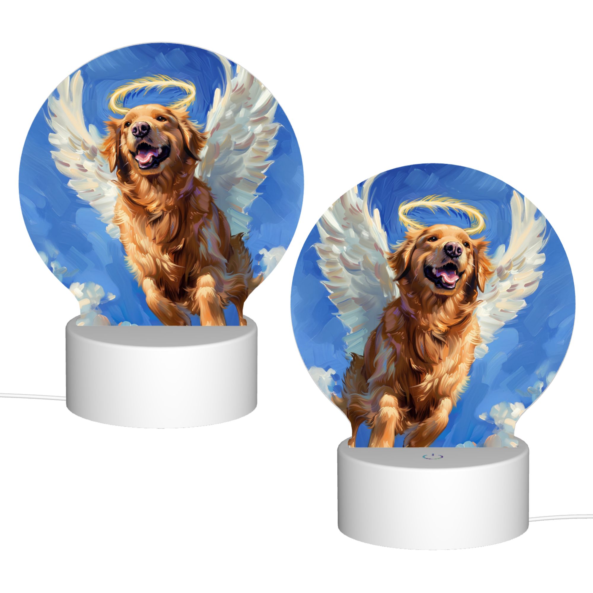 Round Shaped Acrylic Panel Angel Golden Retriever Night Light – Pet Memorial Decor, LED Light Sign for Golden Retriever In Heaven Round Shaped Acrylic Panel Angel Golden Retriever Night Light – Pet Memorial Decor, LED Light Sign for Golden Retriever In Heaven