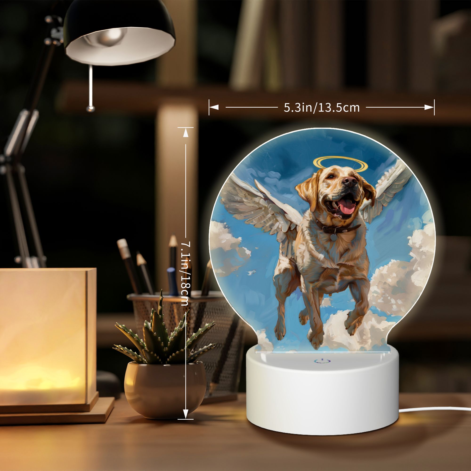 Round Shaped Acrylic Panel Angel Labrador Retriever Night Light – Pet Memorial Decor, LED Light Sign for Labrador Retriever In Heaven Round Shaped Acrylic Panel Angel Labrador Retriever Night Light – Pet Memorial Decor, LED Light Sign for Labrador Retriever In Heaven