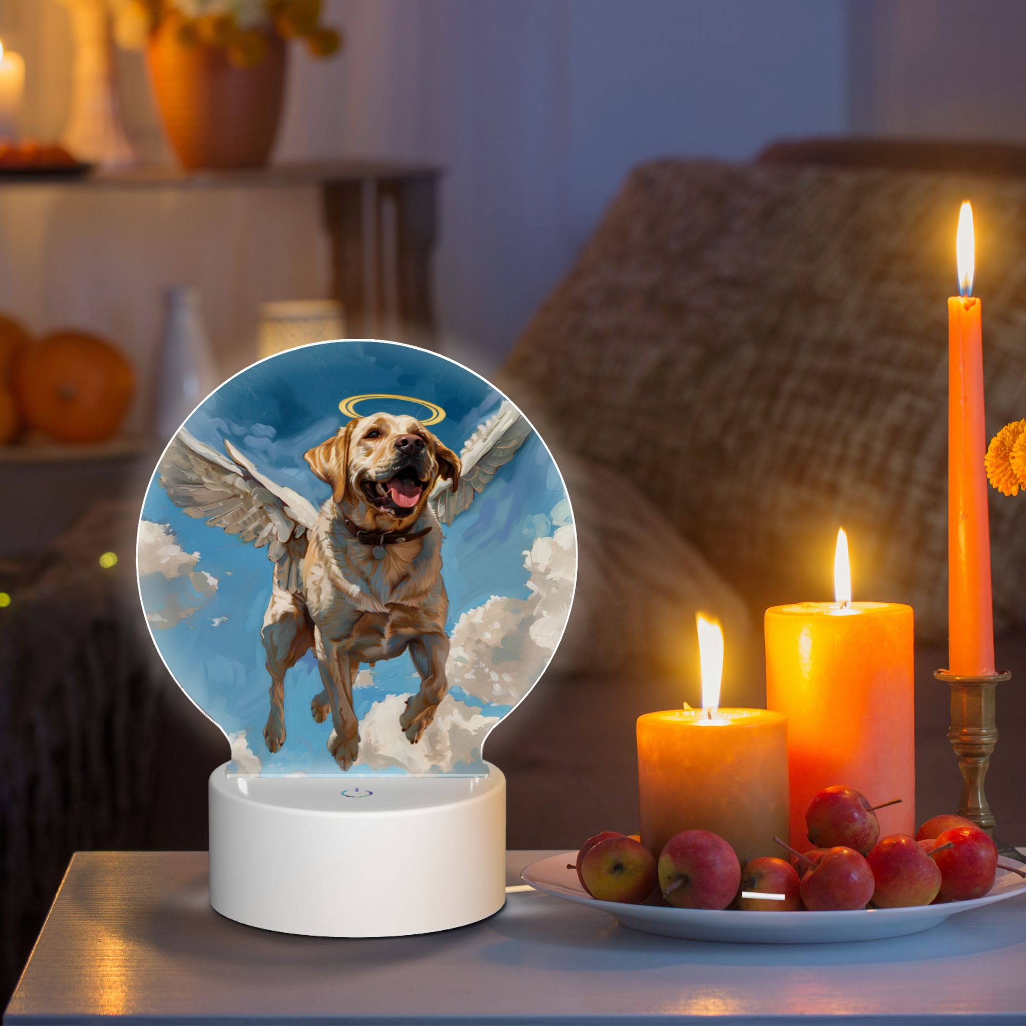 Round Shaped Acrylic Panel Angel Labrador Retriever Night Light – Pet Memorial Decor, LED Light Sign for Labrador Retriever In Heaven Round Shaped Acrylic Panel Angel Labrador Retriever Night Light – Pet Memorial Decor, LED Light Sign for Labrador Retriever In Heaven