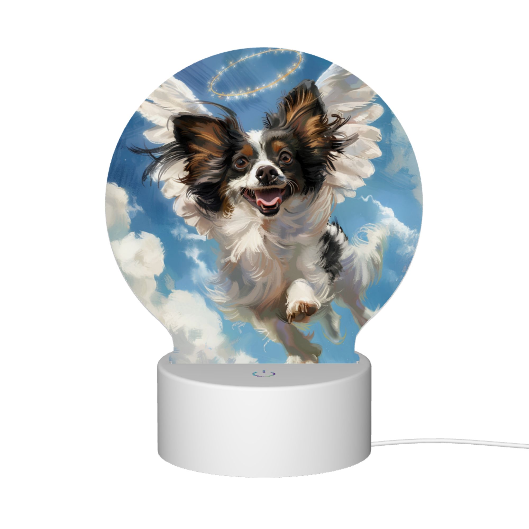 Round Shaped Acrylic Panel Angel Papillon Dog Night Light – Pet Memorial Decor, LED Light Sign for Papillon Dog In Heaven Round Shaped Acrylic Panel Angel Papillon Dog Night Light – Pet Memorial Decor, LED Light Sign for Papillon Dog In Heaven