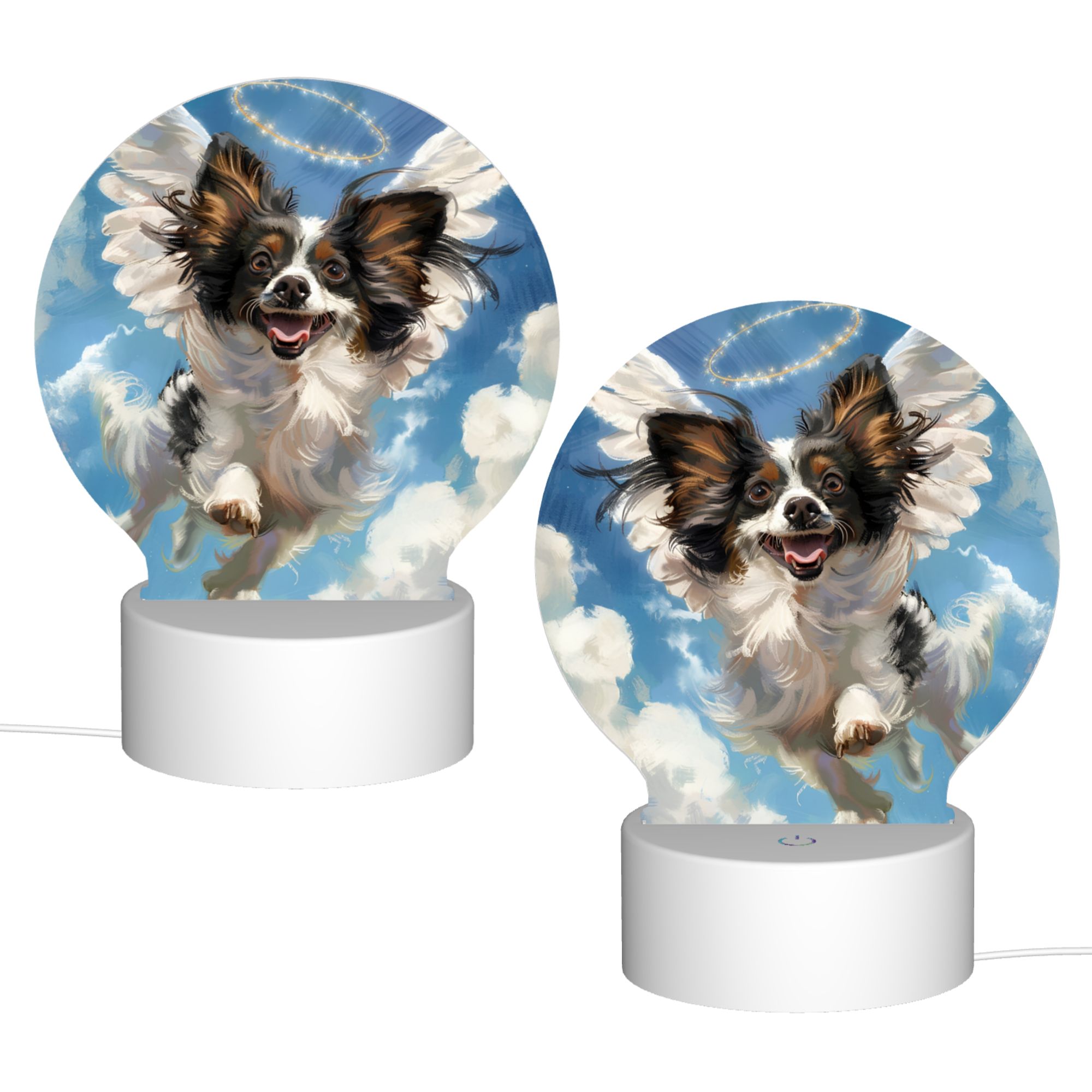 Round Shaped Acrylic Panel Angel Papillon Dog Night Light – Pet Memorial Decor, LED Light Sign for Papillon Dog In Heaven Round Shaped Acrylic Panel Angel Papillon Dog Night Light – Pet Memorial Decor, LED Light Sign for Papillon Dog In Heaven