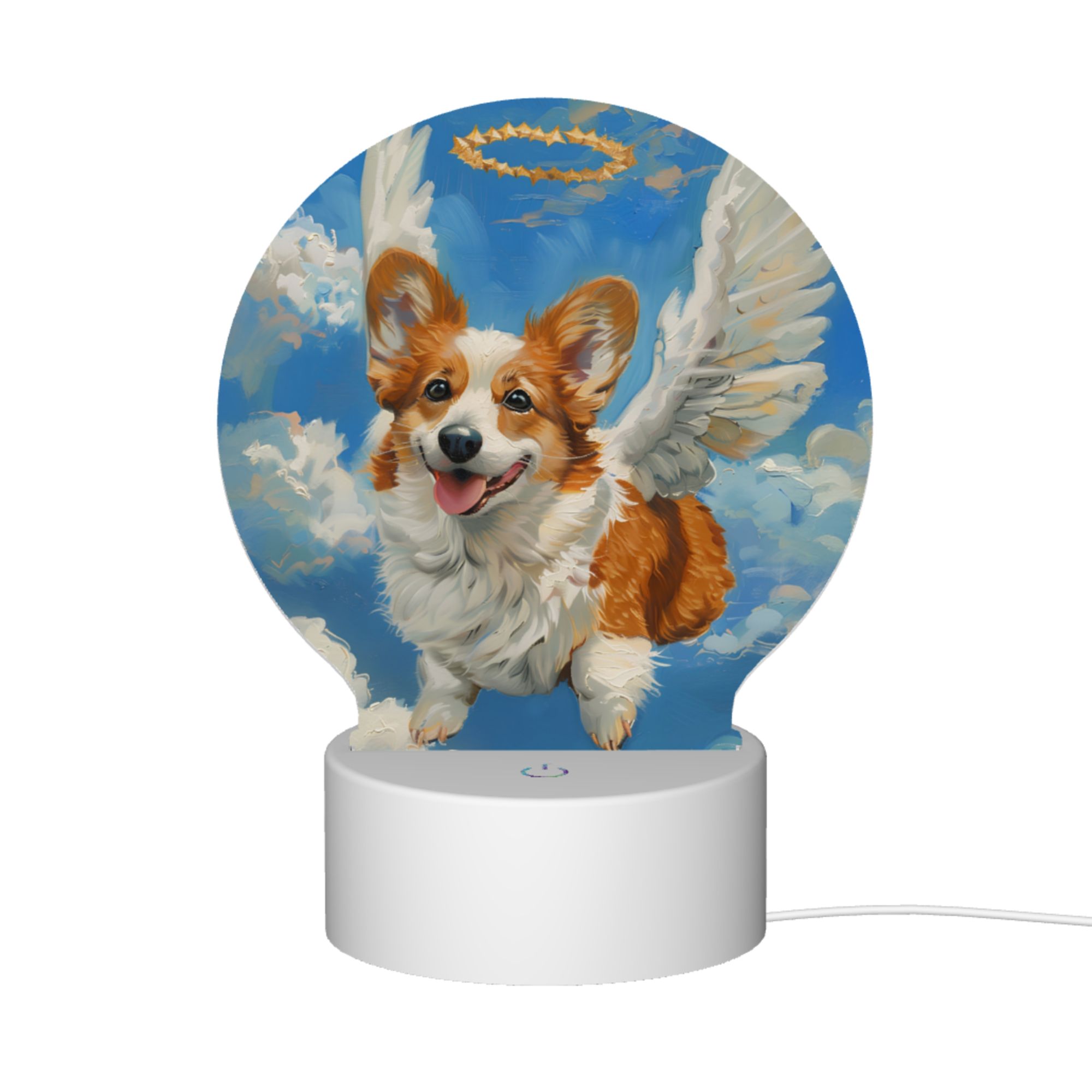 Round Shaped Acrylic Panel Angel Pembroke Welsh Corgi Night Light – Pet Memorial Decor, LED Light Sign for Pembroke Welsh Corgi In Heaven Round Shaped Acrylic Panel Angel Pembroke Welsh Corgi Night Light – Pet Memorial Decor, LED Light Sign for Pembroke Welsh Corgi In Heaven