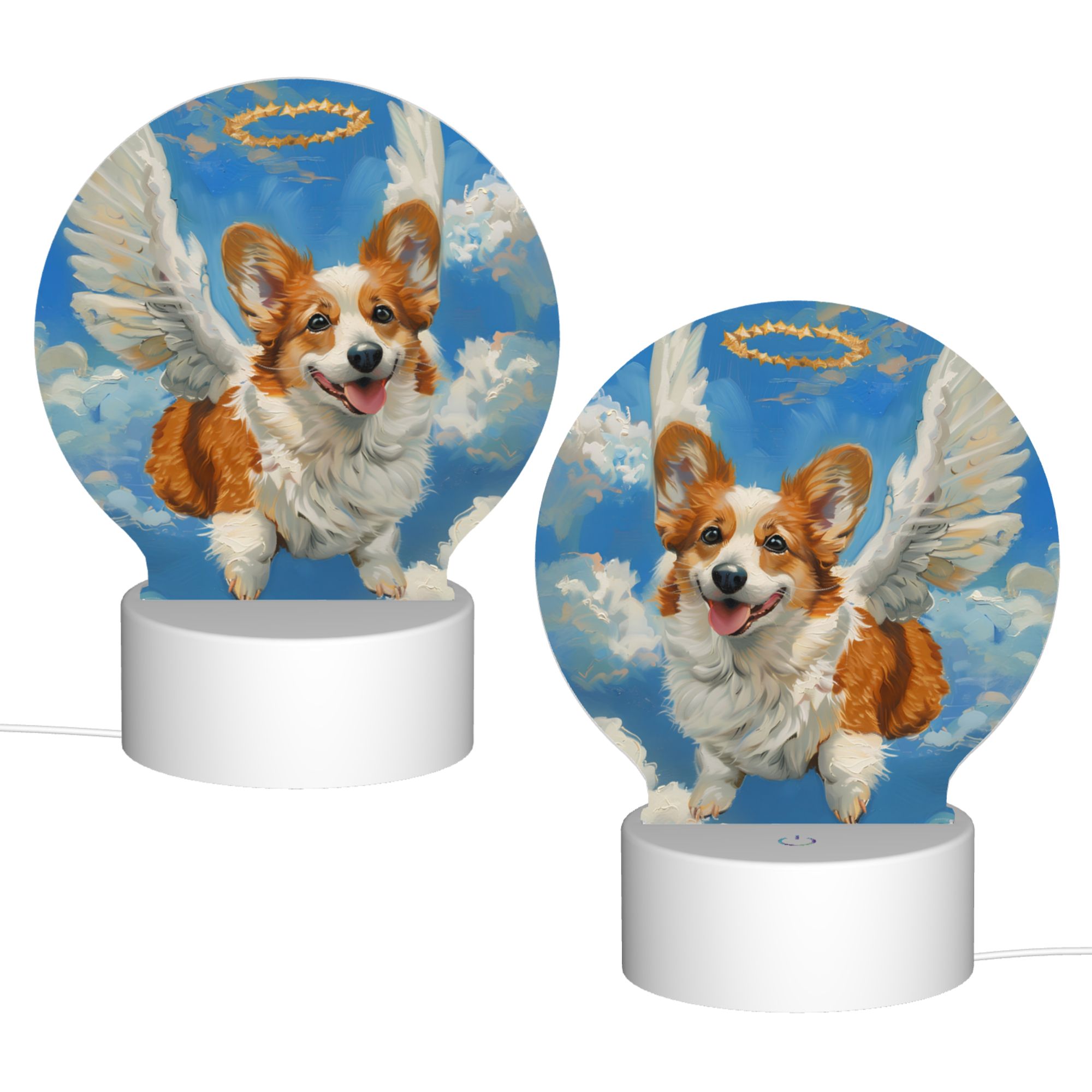 Round Shaped Acrylic Panel Angel Pembroke Welsh Corgi Night Light – Pet Memorial Decor, LED Light Sign for Pembroke Welsh Corgi In Heaven Round Shaped Acrylic Panel Angel Pembroke Welsh Corgi Night Light – Pet Memorial Decor, LED Light Sign for Pembroke Welsh Corgi In Heaven