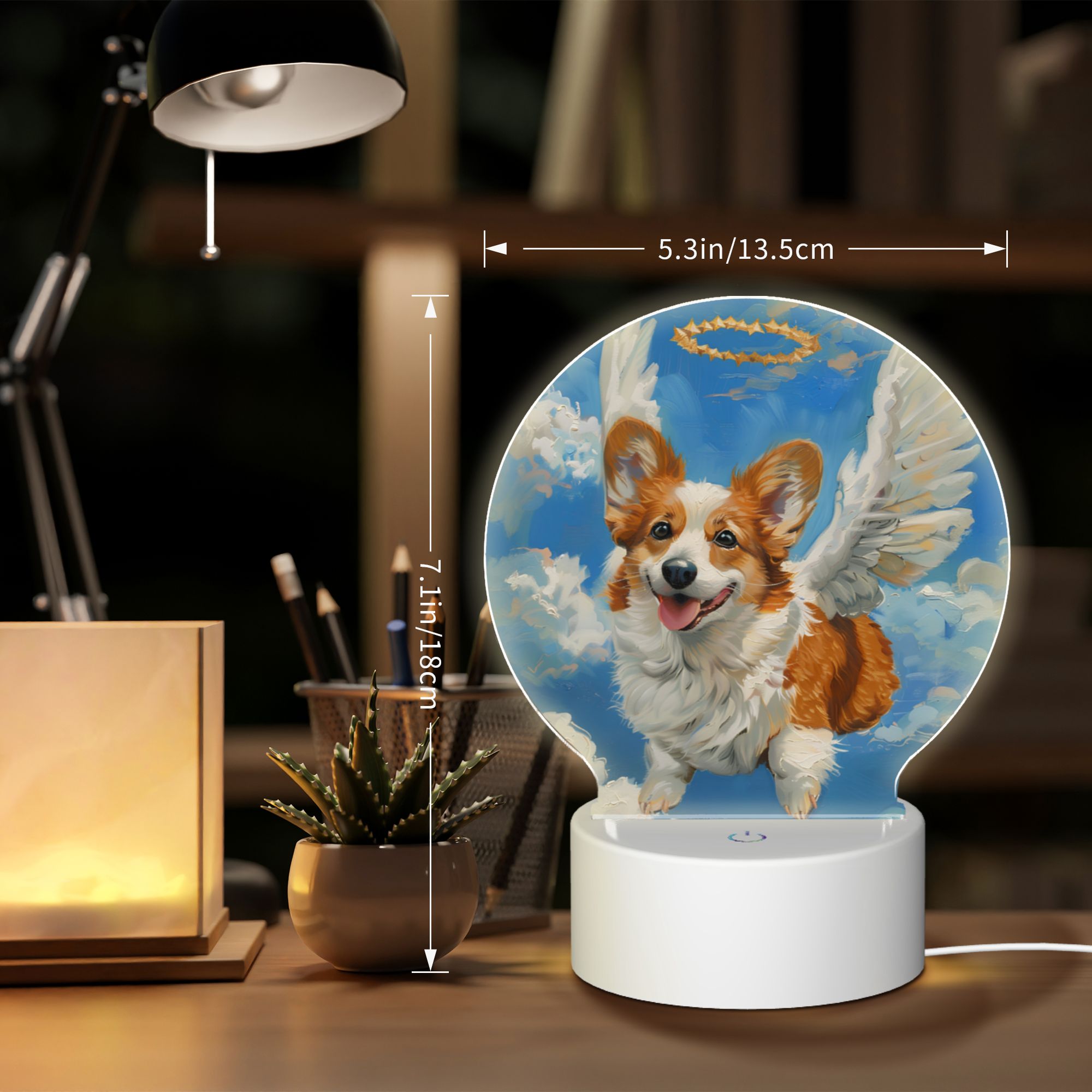 Round Shaped Acrylic Panel Angel Pembroke Welsh Corgi Night Light – Pet Memorial Decor, LED Light Sign for Pembroke Welsh Corgi In Heaven Round Shaped Acrylic Panel Angel Pembroke Welsh Corgi Night Light – Pet Memorial Decor, LED Light Sign for Pembroke Welsh Corgi In Heaven