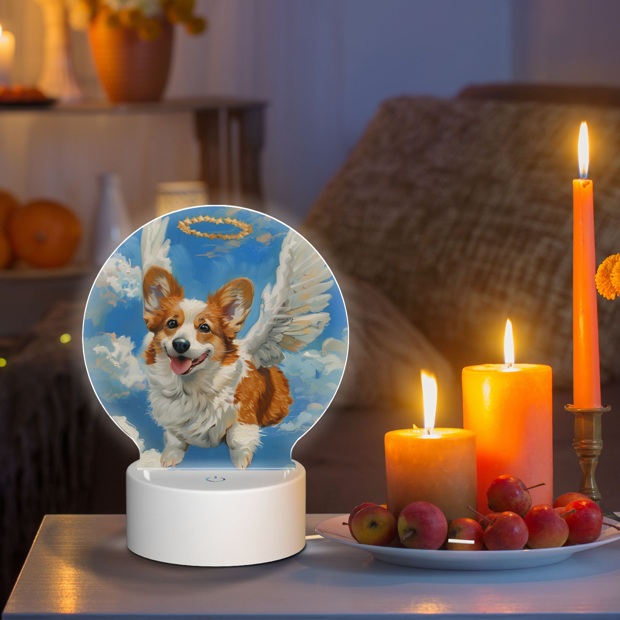 Round Shaped Acrylic Panel Angel Pembroke Welsh Corgi Night Light – Pet Memorial Decor, LED Light Sign for Pembroke Welsh Corgi In Heaven Round Shaped Acrylic Panel Angel Pembroke Welsh Corgi Night Light – Pet Memorial Decor, LED Light Sign for Pembroke Welsh Corgi In Heaven