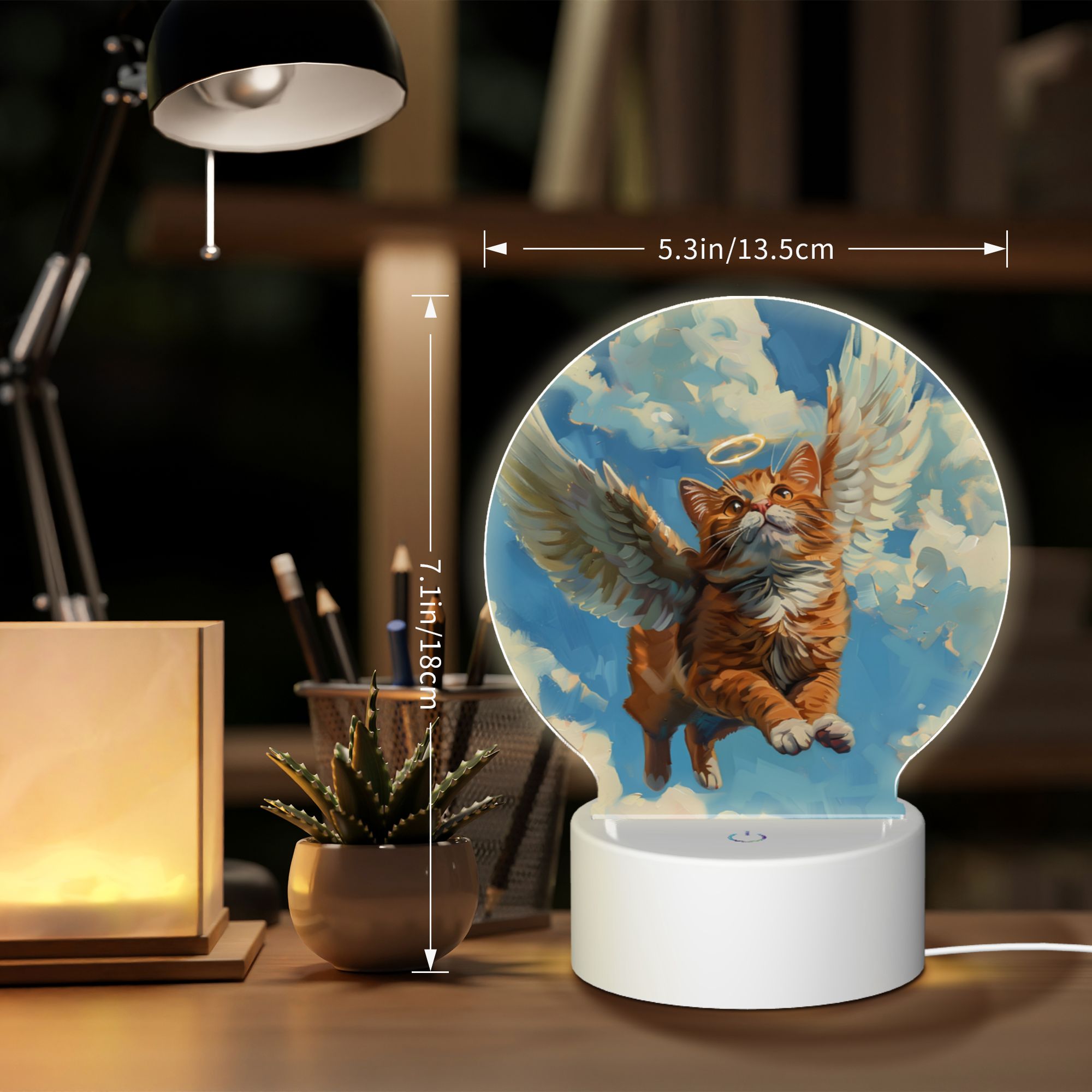 Round Shaped Acrylic Panel Angel Sacannah Cat Night Light – Pet Memorial Decor, LED Light Sign for Sacannah Cat In Heaven Round Shaped Acrylic Panel Angel Sacannah Cat Night Light – Pet Memorial Decor, LED Light Sign for Sacannah Cat In Heaven