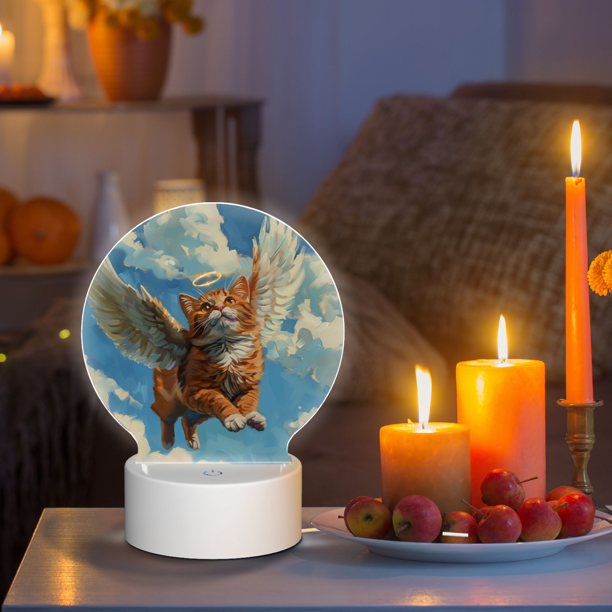 Round Shaped Acrylic Panel Angel Sacannah Cat Night Light – Pet Memorial Decor, LED Light Sign for Sacannah Cat In Heaven Round Shaped Acrylic Panel Angel Sacannah Cat Night Light – Pet Memorial Decor, LED Light Sign for Sacannah Cat In Heaven