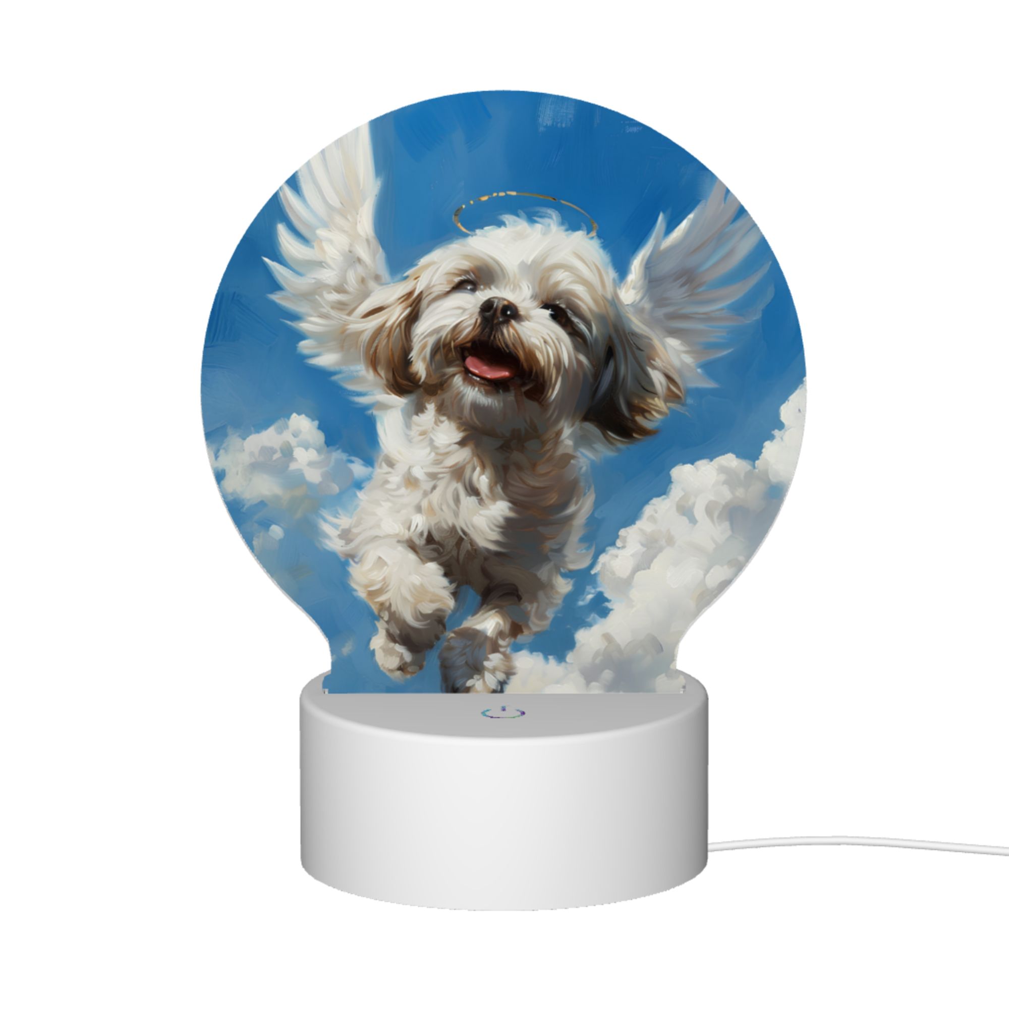 Round Shaped Acrylic Panel Angel Shih Tzu Night Light – Pet Memorial Decor, LED Light Sign for Shih Tzu In Heaven Round Shaped Acrylic Panel Angel Shih Tzu Night Light – Pet Memorial Decor, LED Light Sign for Shih Tzu In Heaven