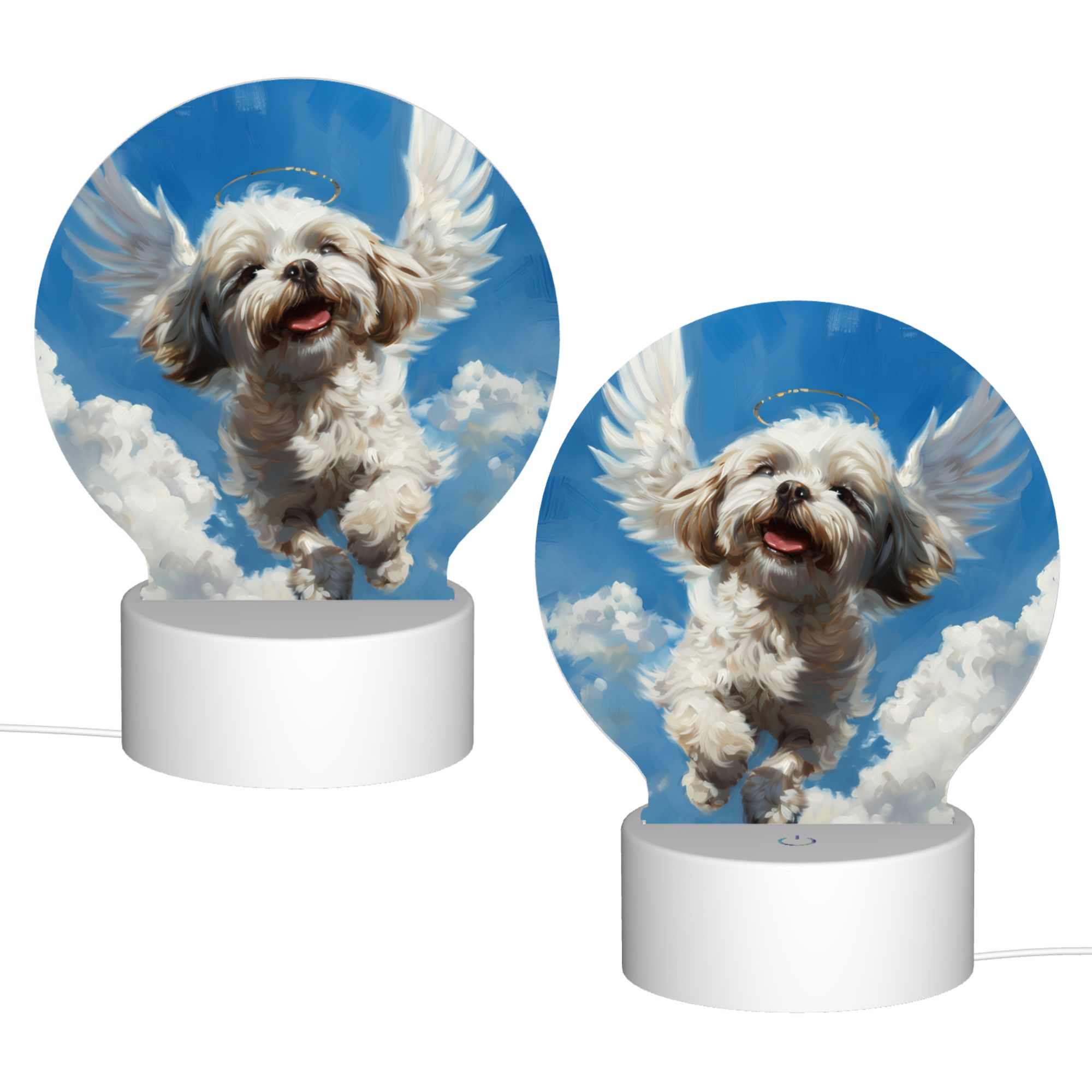 Round Shaped Acrylic Panel Angel Shih Tzu Night Light – Pet Memorial Decor, LED Light Sign for Shih Tzu In Heaven Round Shaped Acrylic Panel Angel Shih Tzu Night Light – Pet Memorial Decor, LED Light Sign for Shih Tzu In Heaven