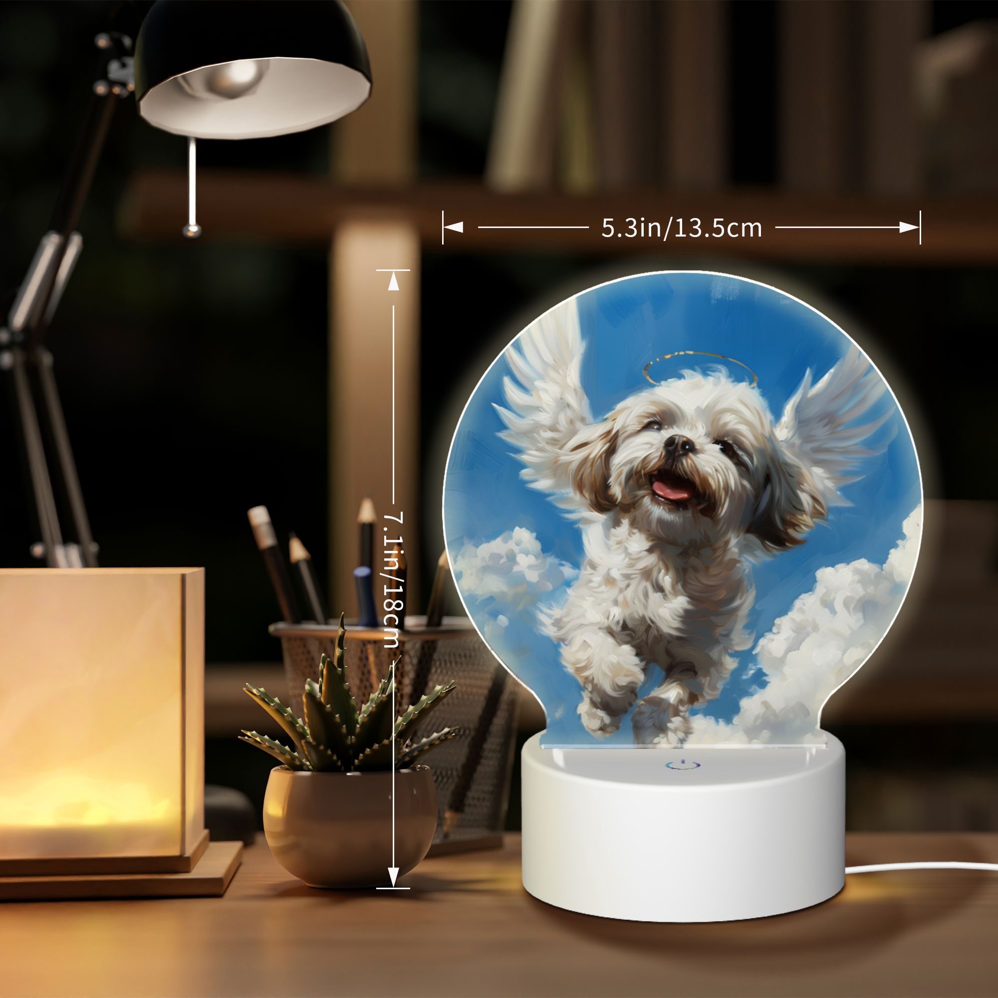 Round Shaped Acrylic Panel Angel Shih Tzu Night Light – Pet Memorial Decor, LED Light Sign for Shih Tzu In Heaven Round Shaped Acrylic Panel Angel Shih Tzu Night Light – Pet Memorial Decor, LED Light Sign for Shih Tzu In Heaven