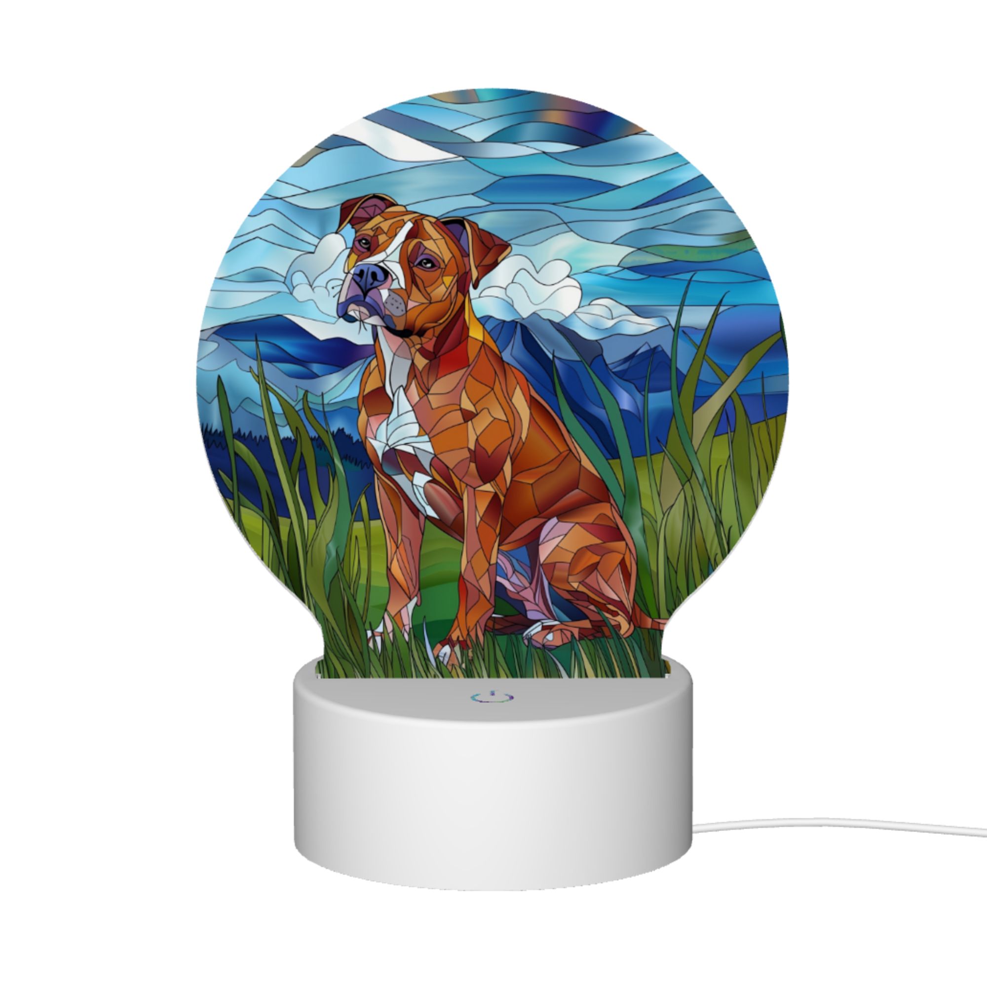 Round Shaped Acrylic Panel Stained Glass American Staffordshire Terrier Night Light – LED Light Decor Sign for Staffordshire Terrier Owners Round Shaped Acrylic Panel Stained Glass American Staffordshire Terrier Night Light – LED Light Decor Sign for Staffordshire Terrier Owners