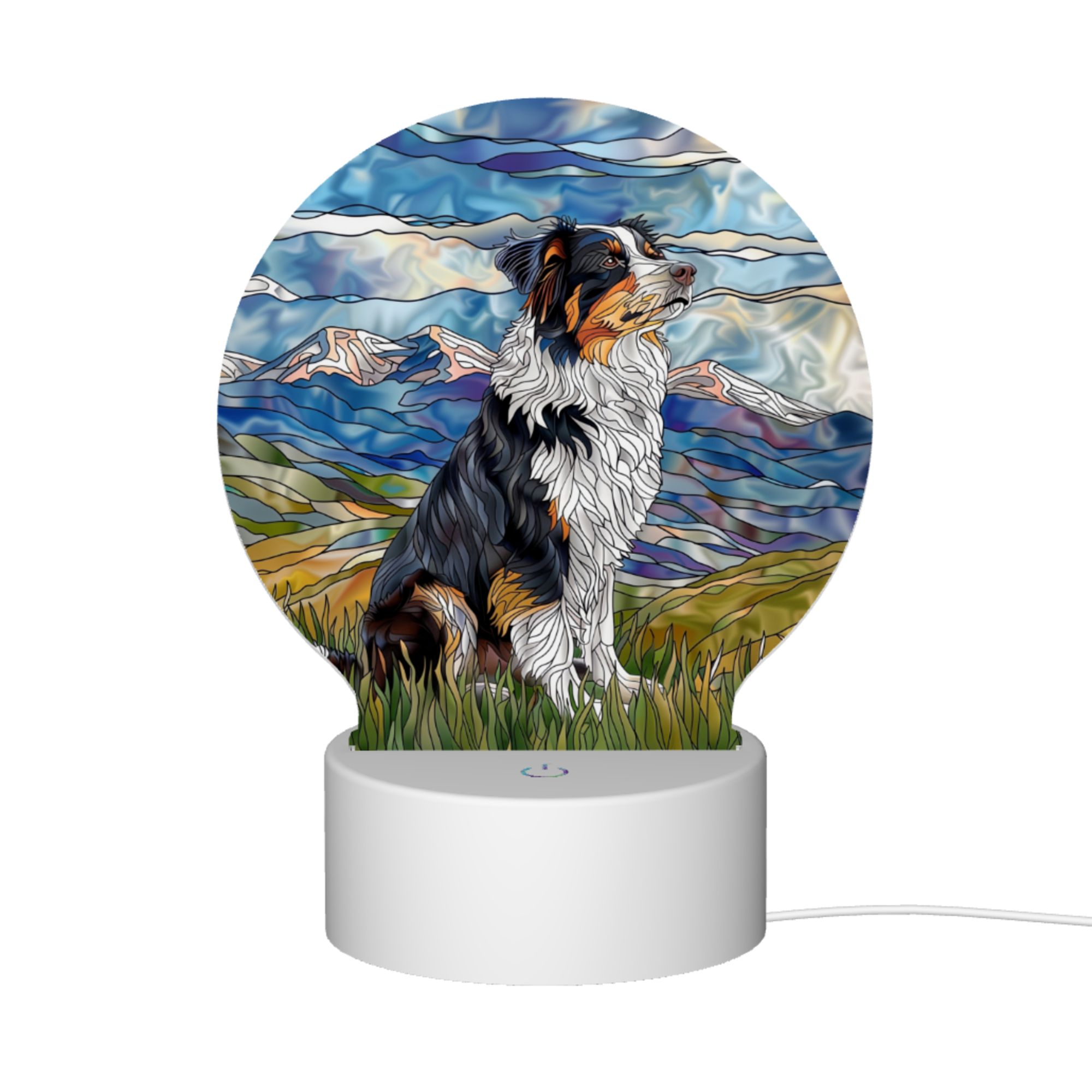 Round Shaped Acrylic Panel Stained Glass Border Collie Night Light – LED Light Decor Sign for Border Collie Owners Round Shaped Acrylic Panel Stained Glass Border Collie Night Light – LED Light Decor Sign for Border Collie Owners
