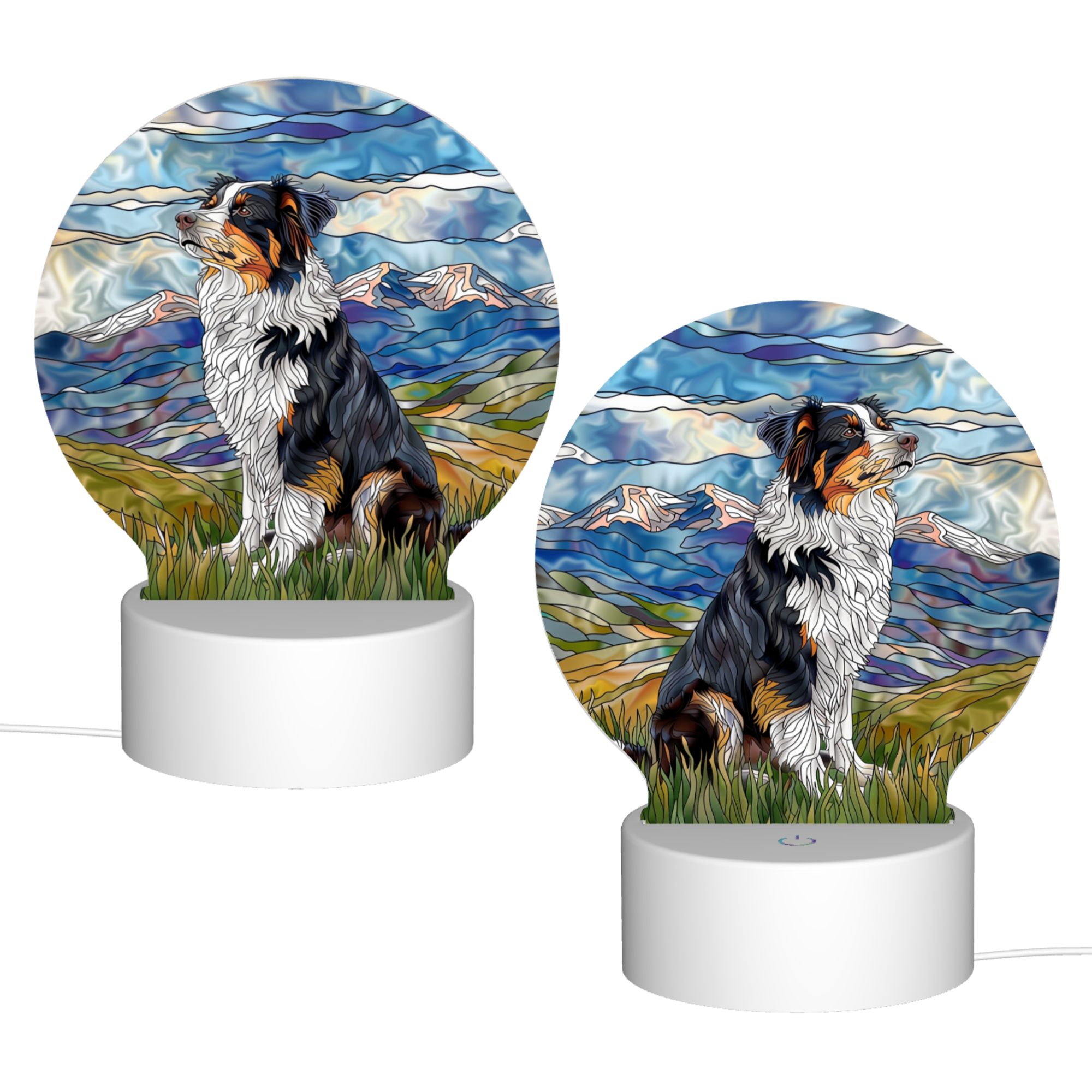 Round Shaped Acrylic Panel Stained Glass Border Collie Night Light – LED Light Decor Sign for Border Collie Owners Round Shaped Acrylic Panel Stained Glass Border Collie Night Light – LED Light Decor Sign for Border Collie Owners