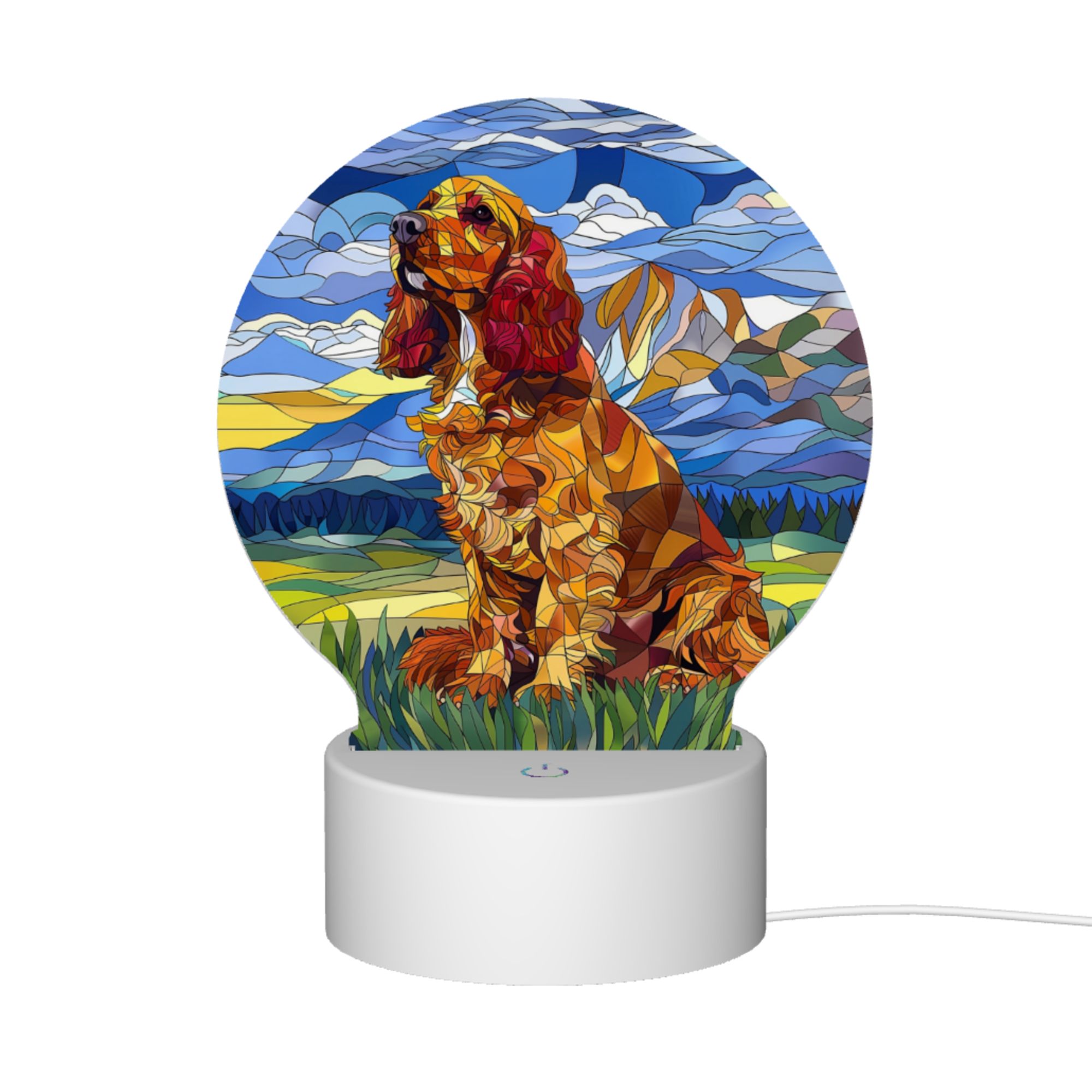 Round Shaped Acrylic Panel Stained Glass Cocker Spaniel Night Light – LED Light Decor Sign for Cocker Spaniel Owners Round Shaped Acrylic Panel Stained Glass Cocker Spaniel Night Light – LED Light Decor Sign for Cocker Spaniel Owners