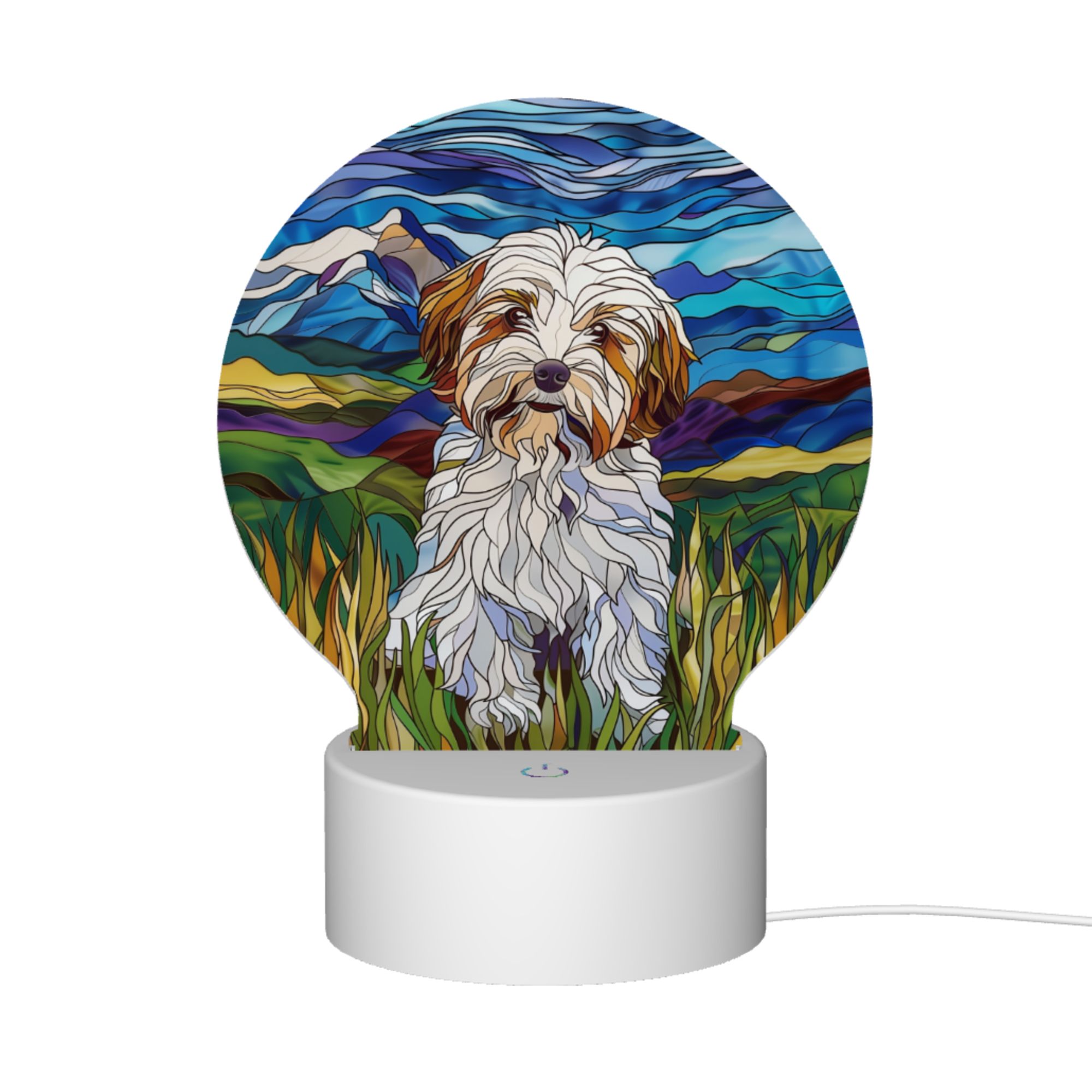 Round Shaped Acrylic Panel Stained Glass Havanese Night Light – LED Light Decor Sign for Havanese Owners Round Shaped Acrylic Panel Stained Glass Havanese Night Light – LED Light Decor Sign for Havanese Owners