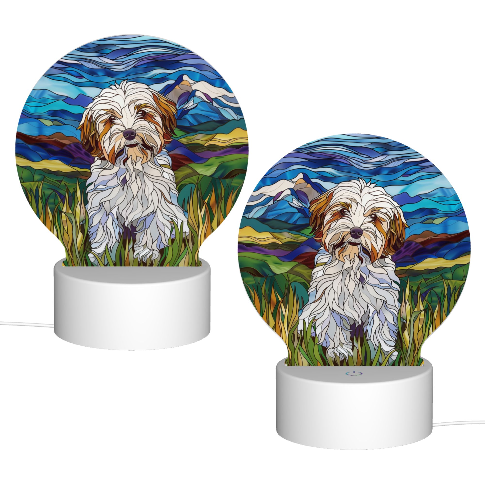 Round Shaped Acrylic Panel Stained Glass Havanese Night Light – LED Light Decor Sign for Havanese Owners Round Shaped Acrylic Panel Stained Glass Havanese Night Light – LED Light Decor Sign for Havanese Owners