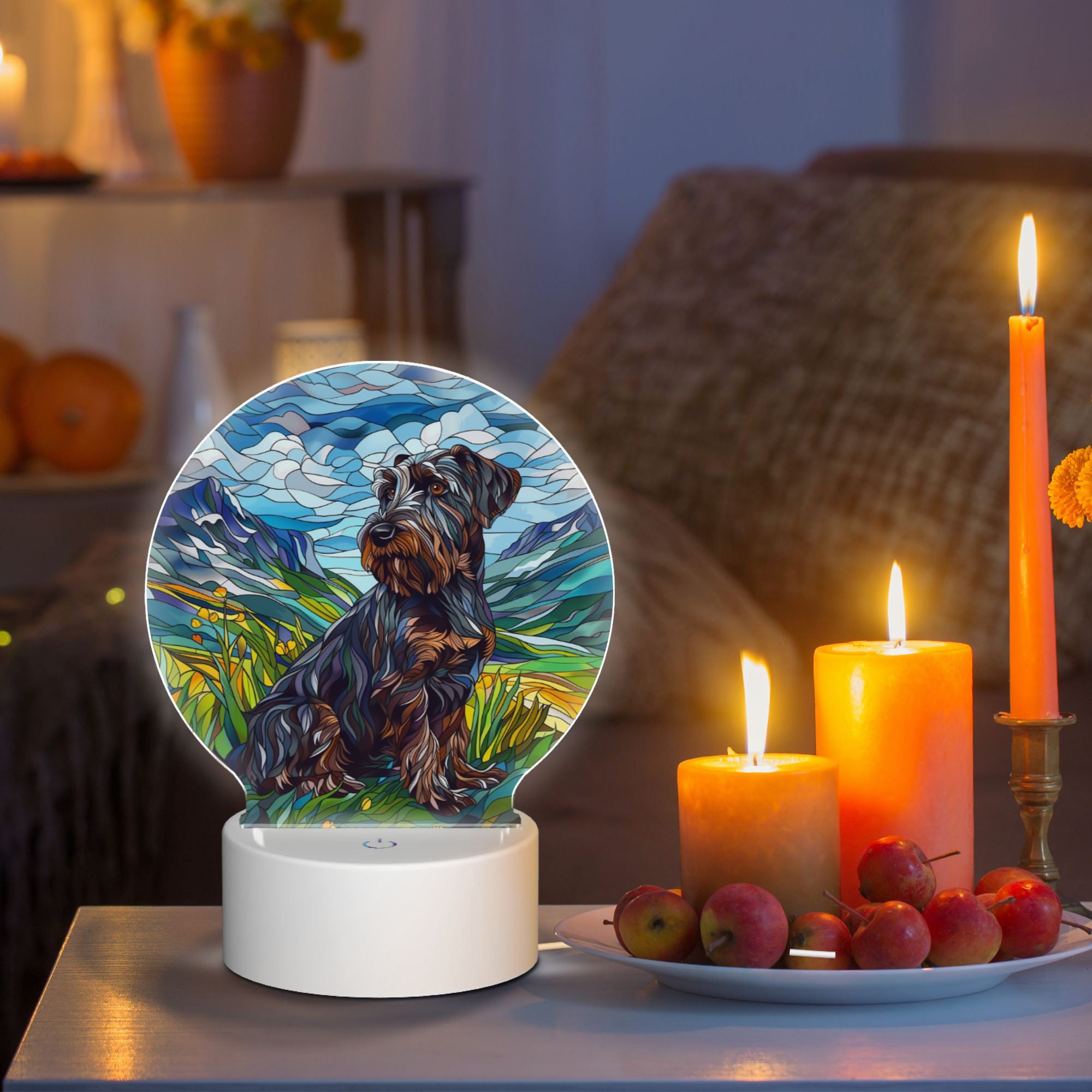 Round Shaped Acrylic Panel Stained Glass Miniature Schnauzer Night Light – LED Light Decor Sign for Miniature Schnauzer Owners Round Shaped Acrylic Panel Stained Glass Miniature Schnauzer Night Light – LED Light Decor Sign for Miniature Schnauzer Owners