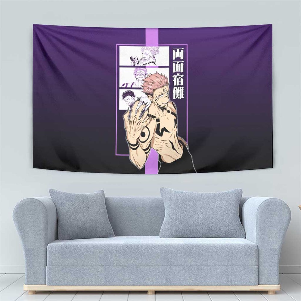 Ryomen Sukuna from Jujutsu Kaisen Tumbler With Handle with Purple Background and Multiple Poses Design TS04 Ryomen Sukuna from Jujutsu Kaisen Tumbler With Handle with Purple Background and Multiple Poses Design TS04