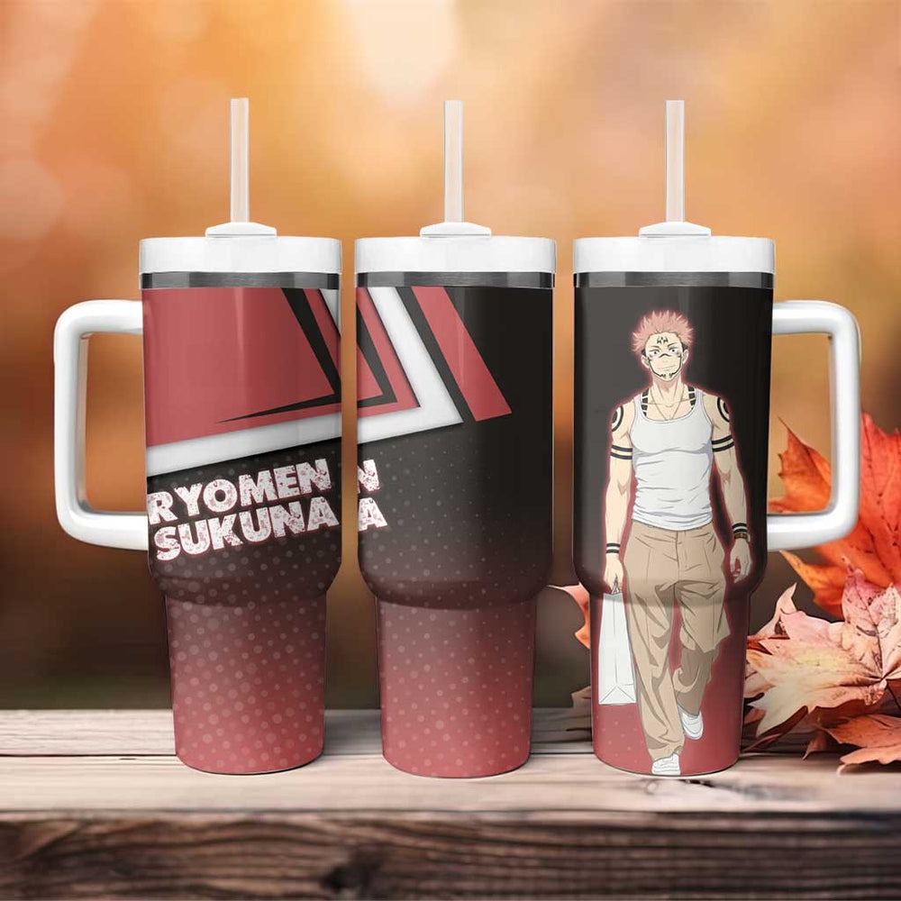 Ryomen Sukuna Tumbler With Handle Grunge Anime Poster Style TS04 Ryomen Sukuna Tumbler With Handle Grunge Anime Poster Style TS04