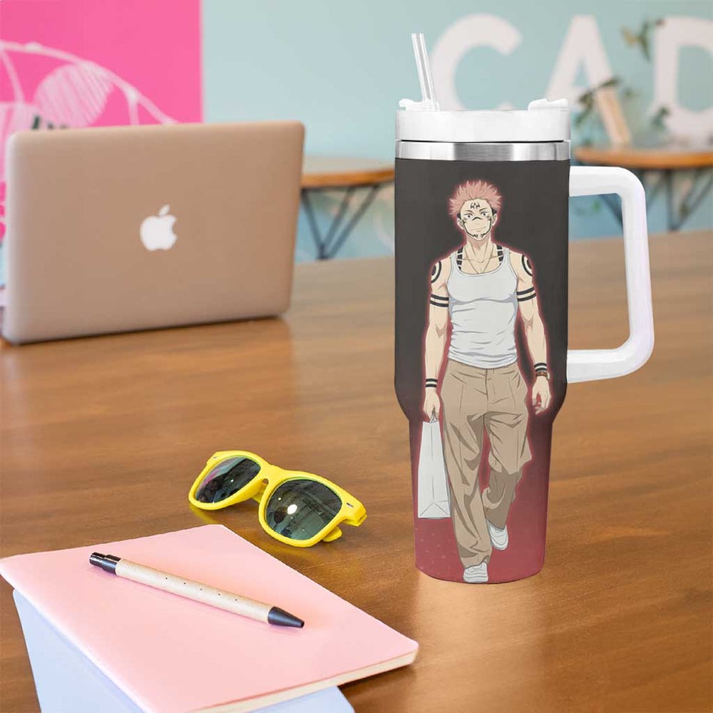 Ryomen Sukuna Tumbler With Handle Grunge Anime Poster Style TS04 Ryomen Sukuna Tumbler With Handle Grunge Anime Poster Style TS04