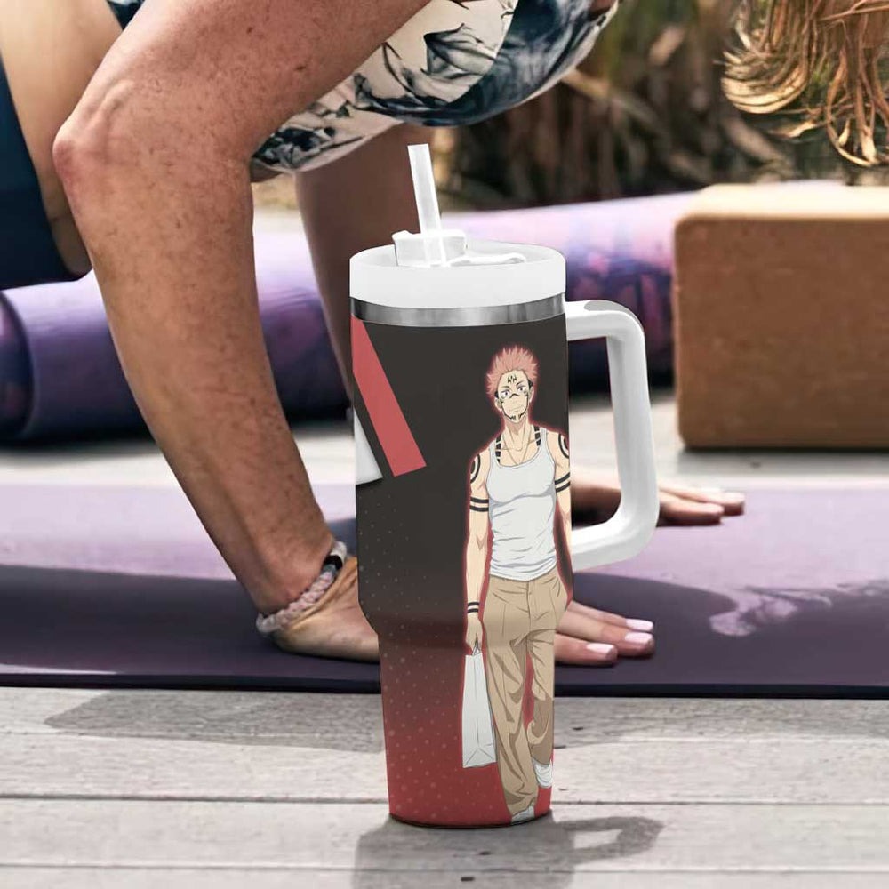 Ryomen Sukuna Tumbler With Handle Grunge Anime Poster Style TS04 Ryomen Sukuna Tumbler With Handle Grunge Anime Poster Style TS04