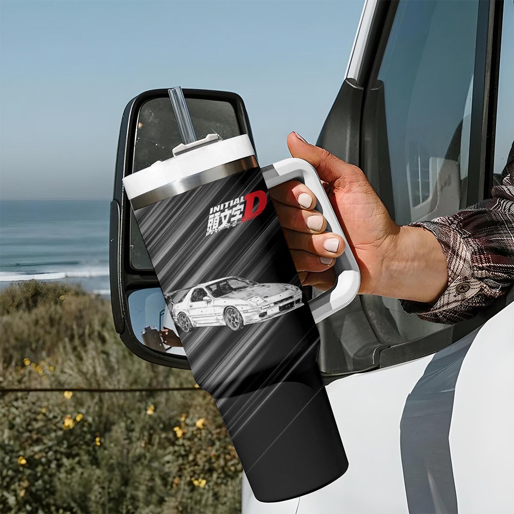 Ryosuke Takahashi RX-7 Initial D Tumbler With Handle Manga Mix Anime Style TS04 Ryosuke Takahashi RX-7 Initial D Tumbler With Handle Manga Mix Anime Style TS04