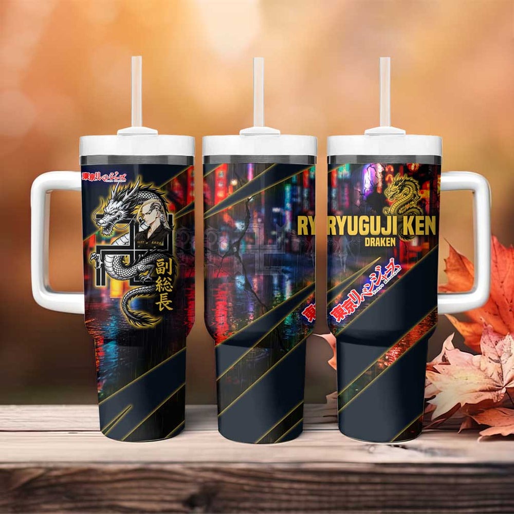 Ryuguji Ken Draken Tumbler With Handle Neon Dragon Yakuza Art Style TS04 Ryuguji Ken Draken Tumbler With Handle Neon Dragon Yakuza Art Style TS04