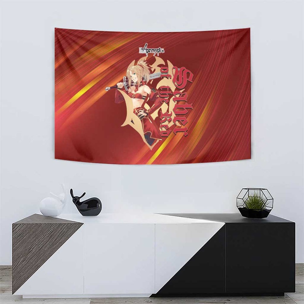 Saber of Red Fate Apocrypha Theme Tumbler With Handle with Sword Pose and Fiery Red Gradient Graphic Design TS04 Saber of Red Fate Apocrypha Theme Tumbler With Handle with Sword Pose and Fiery Red Gradient Graphic Design TS04