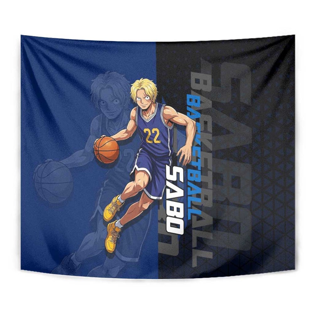 Sabo One Piece Basketball Theme Blue and Black Design Tumbler With Handle with Top Hat Emblem and Action Dribble Pose TS04 Sabo One Piece Basketball Theme Blue and Black Design Tumbler With Handle with Top Hat Emblem and Action Dribble Pose TS04