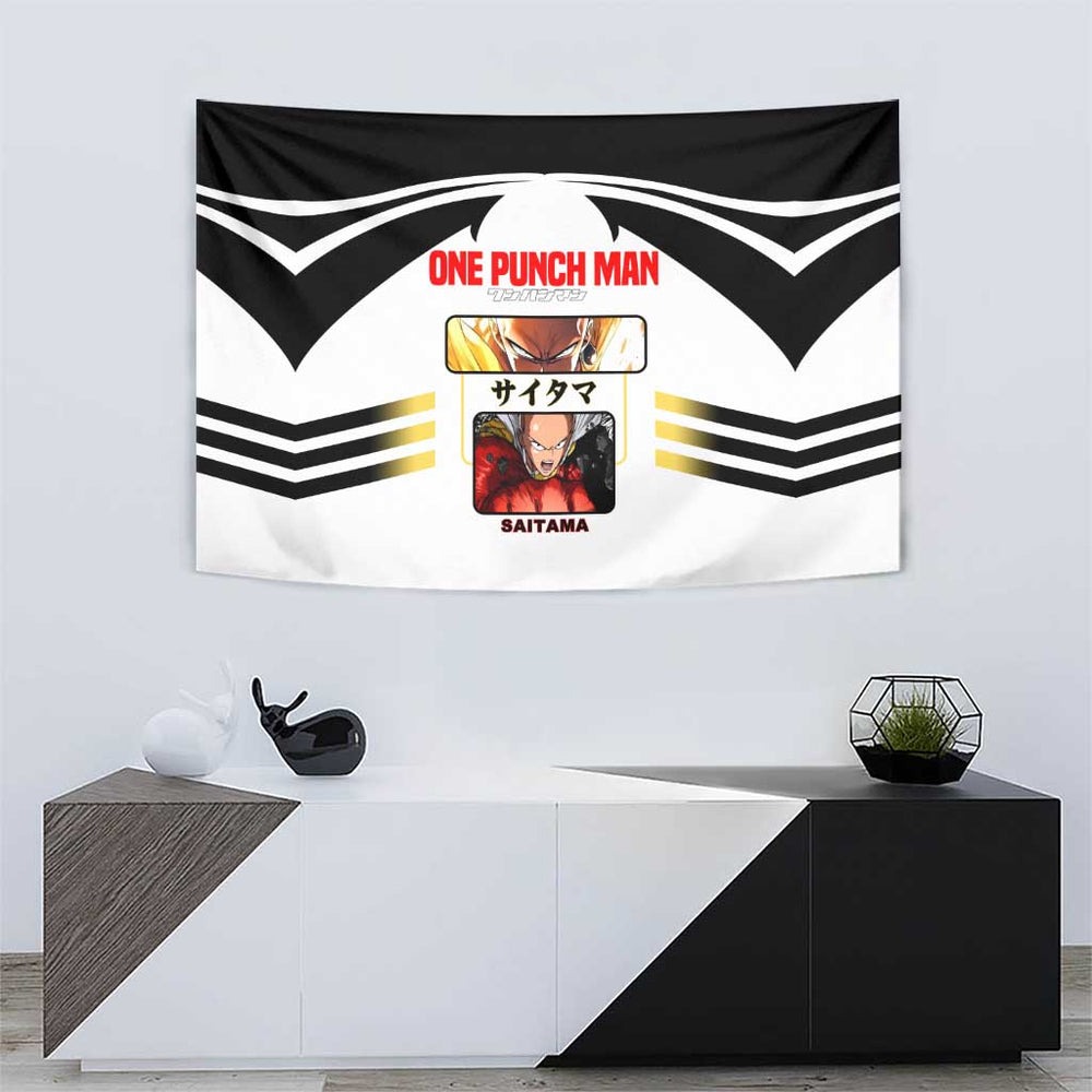 Saitama from One Punch Man Tumbler With Handle with Bold Hero Pose and Minimalist Design TS04