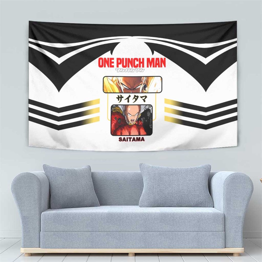 Saitama from One Punch Man Tumbler With Handle with Bold Hero Pose and Minimalist Design TS04