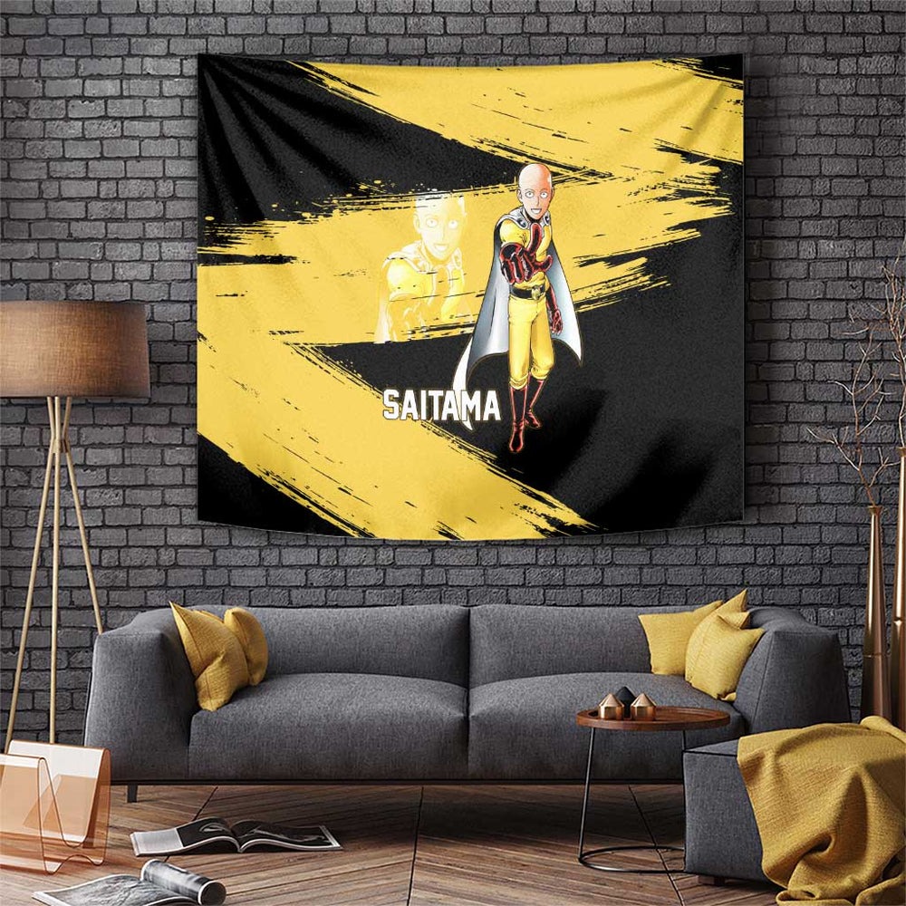 Saitama One Punch Man Anime Yellow and Black Theme Tumbler With Handle with Heroic Pose and Dynamic Brushstroke Background TS04 Saitama One Punch Man Anime Yellow and Black Theme Tumbler With Handle with Heroic Pose and Dynamic Brushstroke Background TS04