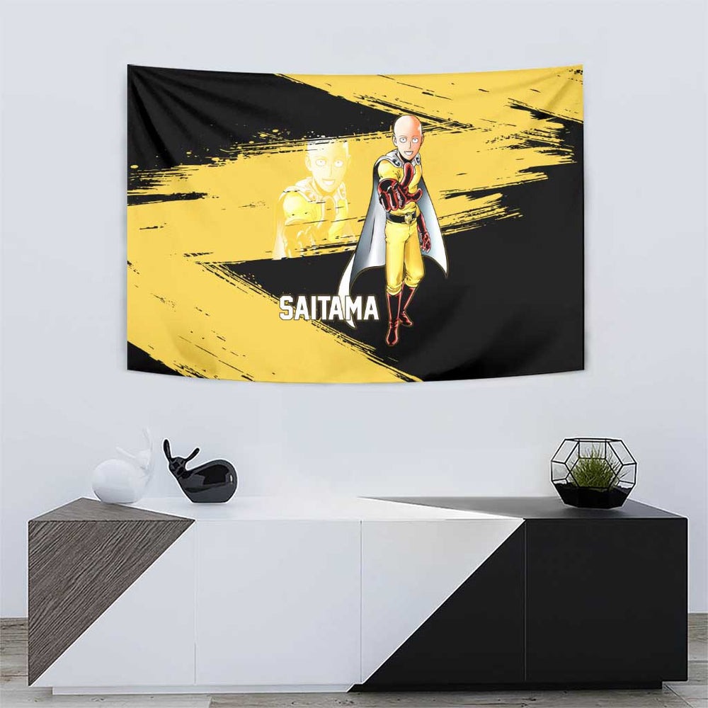 Saitama One Punch Man Anime Yellow and Black Theme Tumbler With Handle with Heroic Pose and Dynamic Brushstroke Background TS04 Saitama One Punch Man Anime Yellow and Black Theme Tumbler With Handle with Heroic Pose and Dynamic Brushstroke Background TS04
