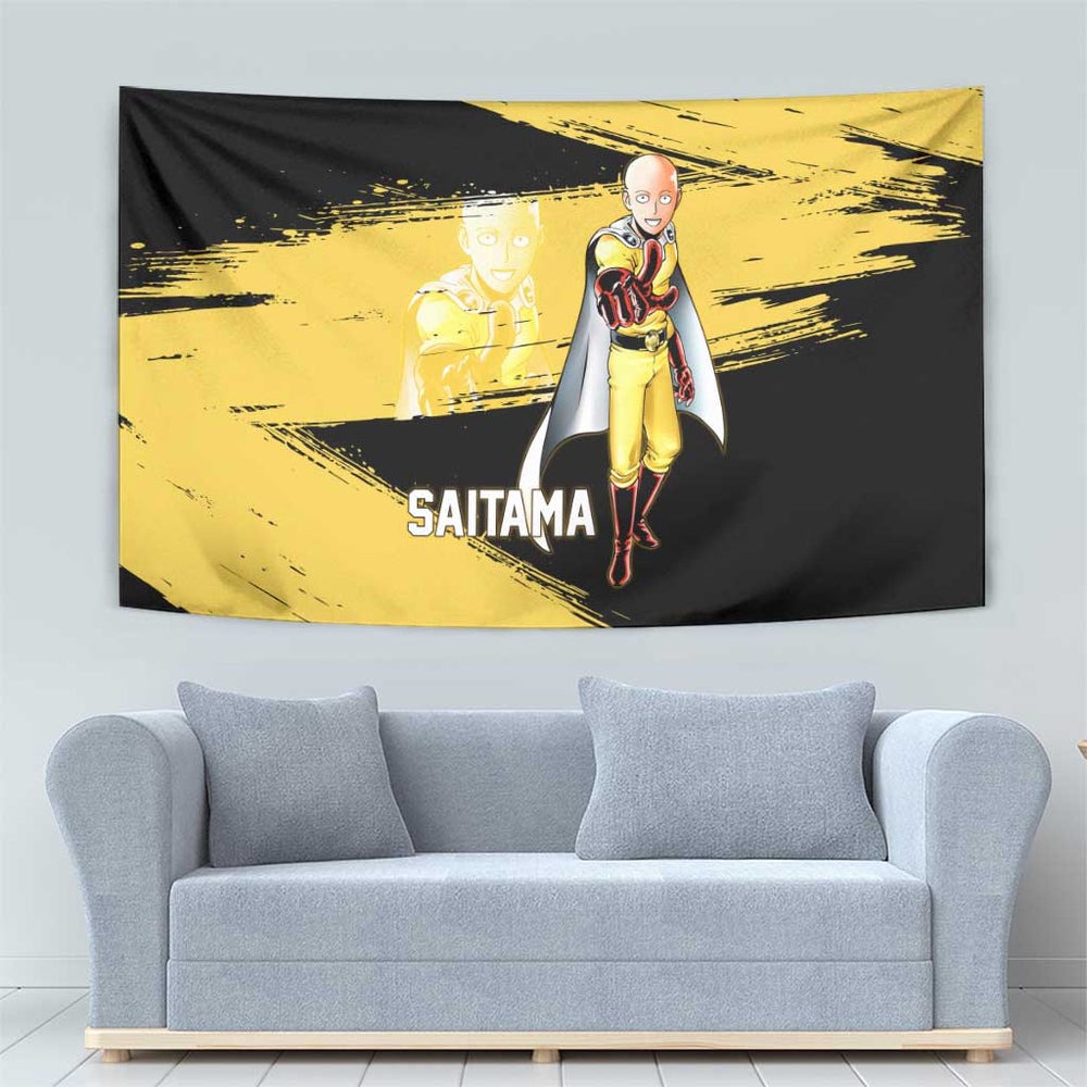 Saitama One Punch Man Anime Yellow and Black Theme Tumbler With Handle with Heroic Pose and Dynamic Brushstroke Background TS04 Saitama One Punch Man Anime Yellow and Black Theme Tumbler With Handle with Heroic Pose and Dynamic Brushstroke Background TS04