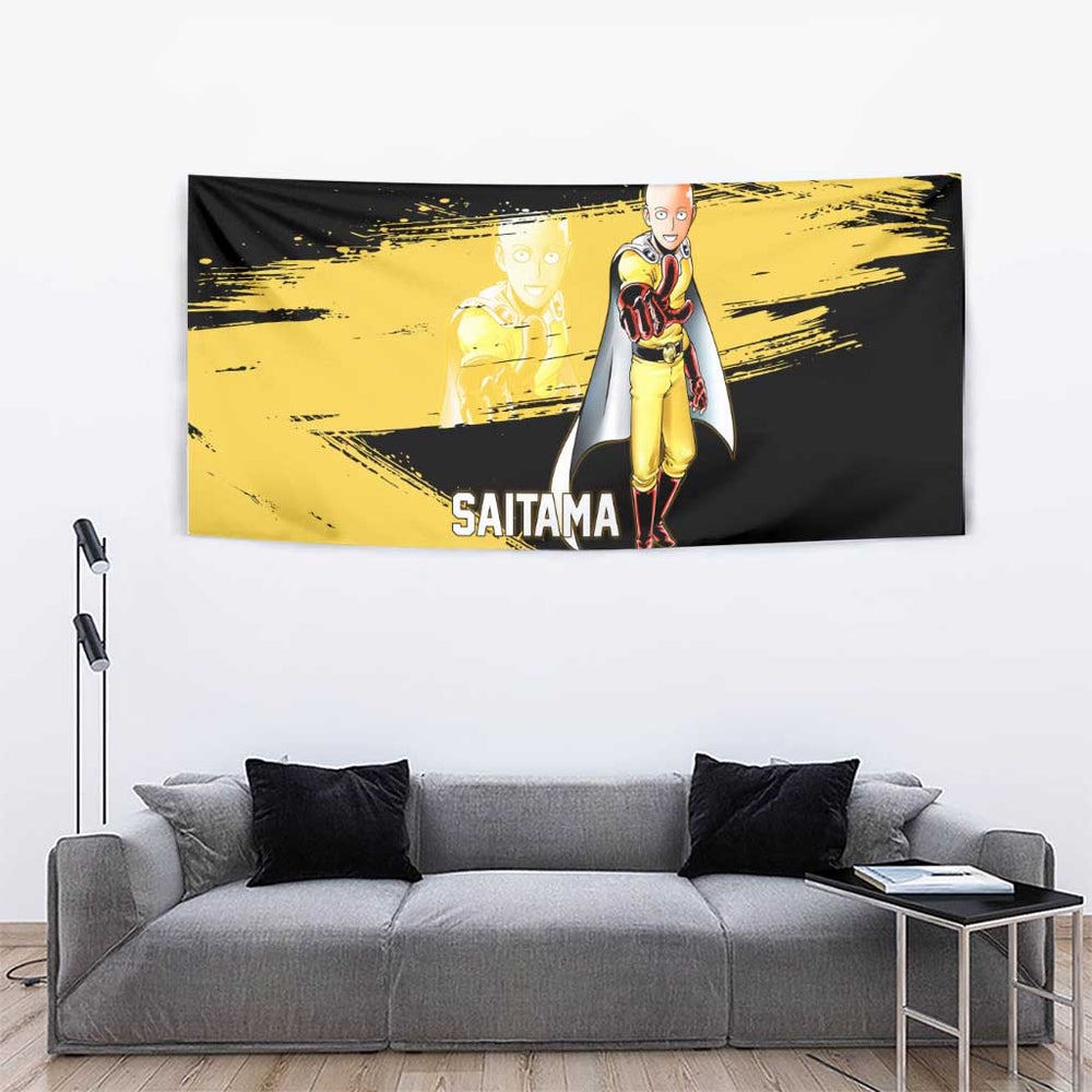 Saitama One Punch Man Anime Yellow and Black Theme Tumbler With Handle with Heroic Pose and Dynamic Brushstroke Background TS04 Saitama One Punch Man Anime Yellow and Black Theme Tumbler With Handle with Heroic Pose and Dynamic Brushstroke Background TS04