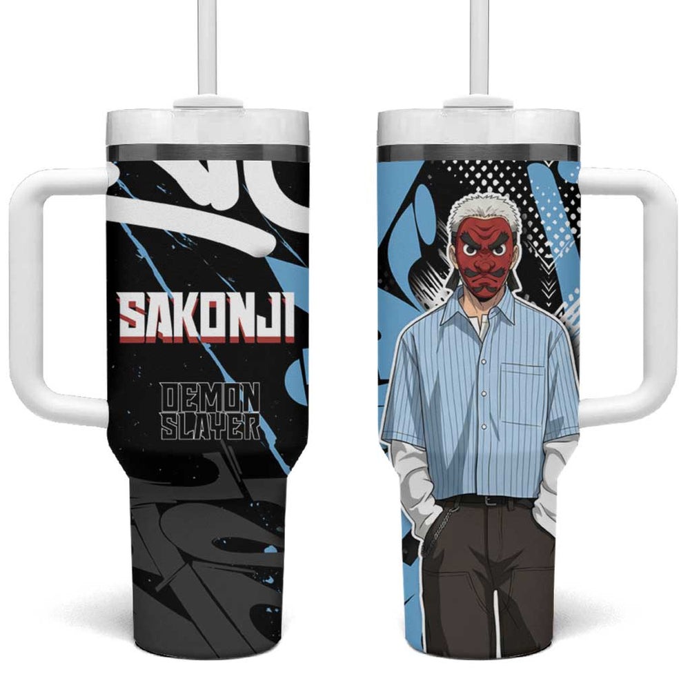 Sakonji Demon Slayer Tumbler With Handle Blue Graffiti Anime Style TS04 Sakonji Demon Slayer Tumbler With Handle Blue Graffiti Anime Style TS04