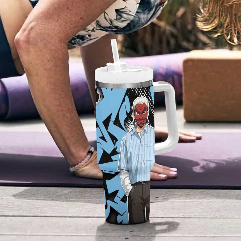Sakonji Demon Slayer Tumbler With Handle Blue Graffiti Anime Style TS04 Sakonji Demon Slayer Tumbler With Handle Blue Graffiti Anime Style TS04