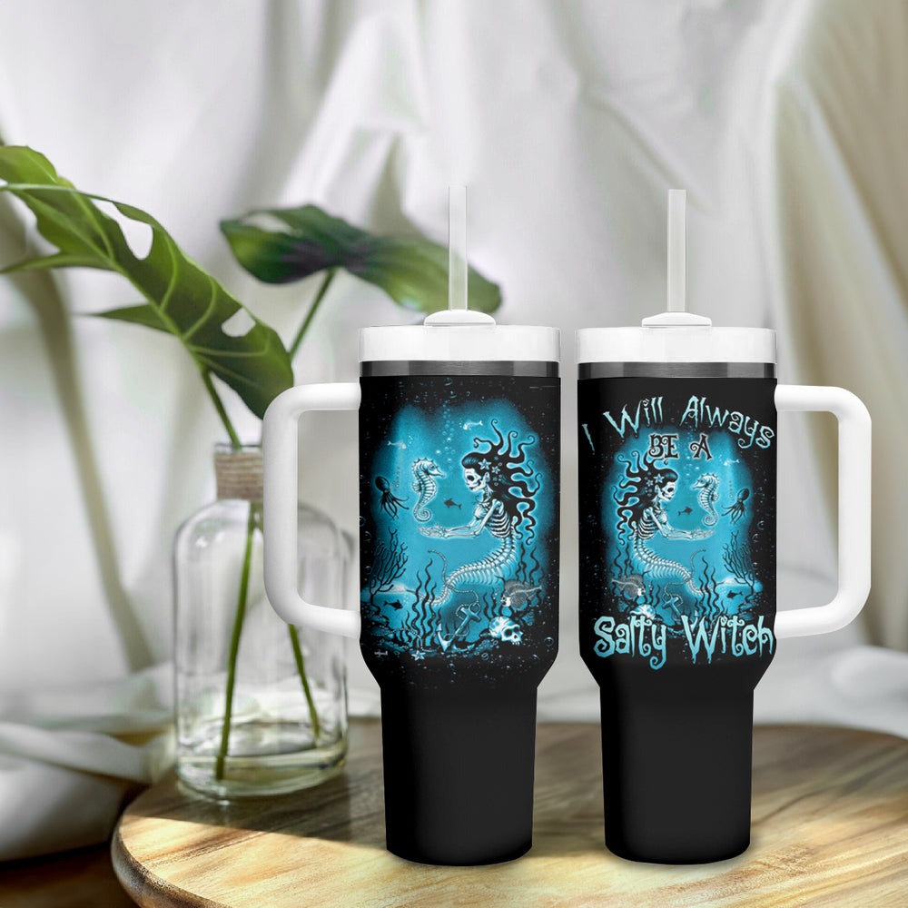 Salty Witch Mermaid Halloween Tumbler With Handle TS04 Salty Witch Mermaid Halloween Tumbler With Handle TS04