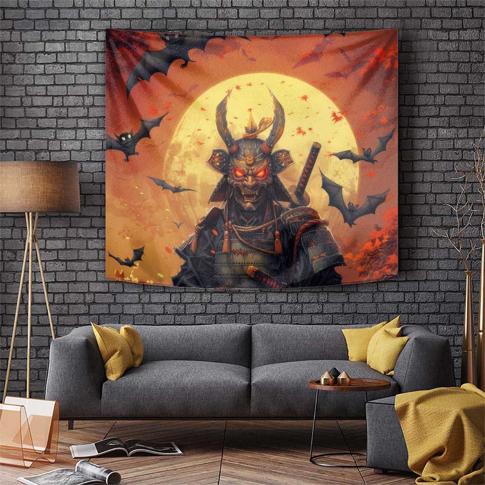 Samurai Halloween Tapestry Japan Art Style TS04 Samurai Halloween Tapestry Japan Art Style TS04