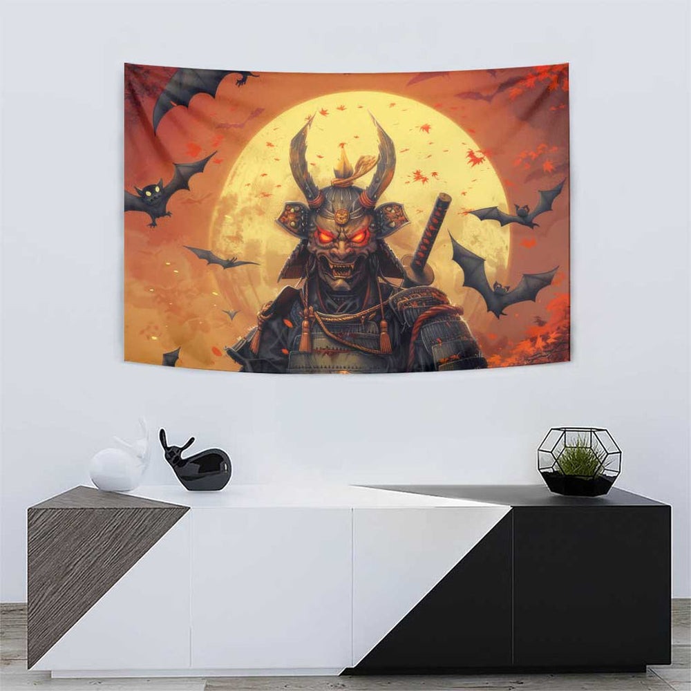 Samurai Halloween Tapestry Japan Art Style TS04 Samurai Halloween Tapestry Japan Art Style TS04