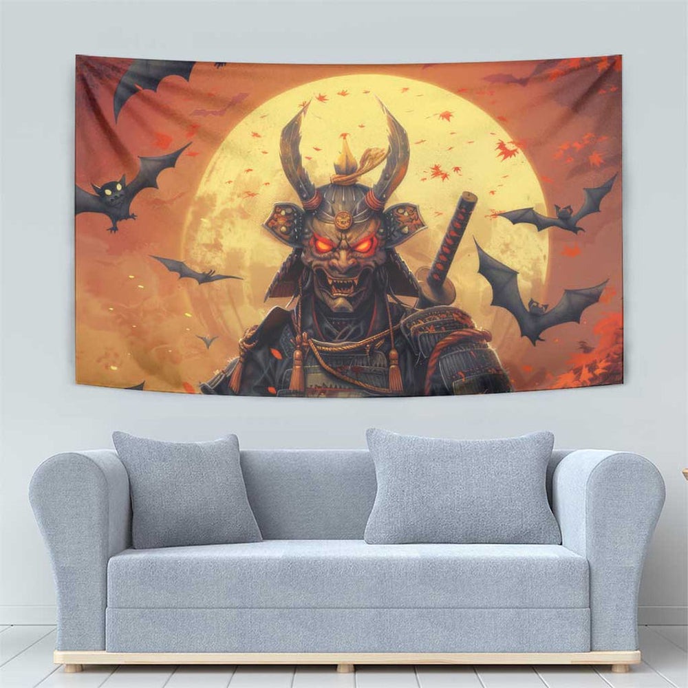 Samurai Halloween Tapestry Japan Art Style TS04 Samurai Halloween Tapestry Japan Art Style TS04
