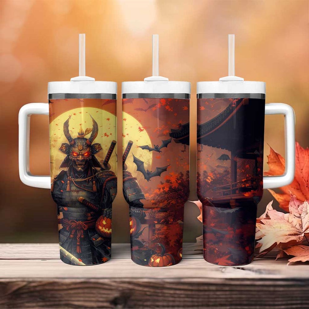 Samurai Halloween Tumbler With Handle Japan Art Style TS04 Samurai Halloween Tumbler With Handle Japan Art Style TS04