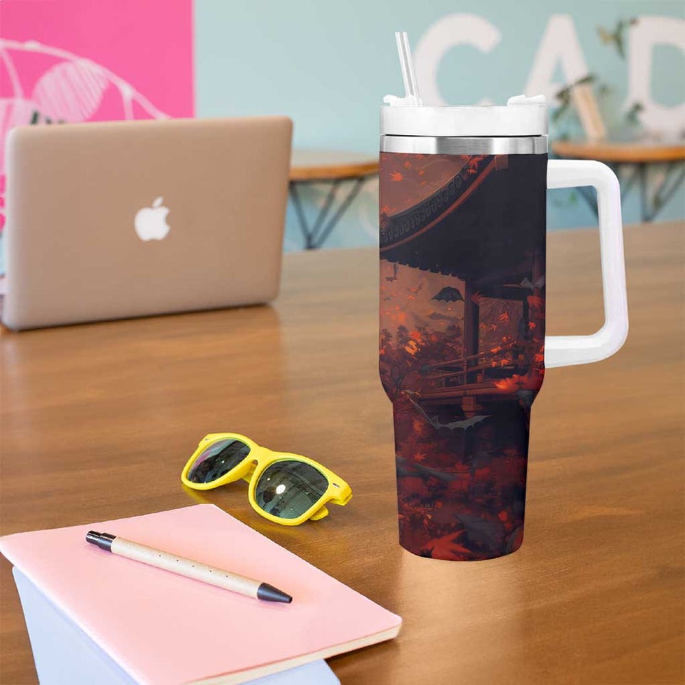 Samurai Halloween Tumbler With Handle Japan Art Style TS04 Samurai Halloween Tumbler With Handle Japan Art Style TS04