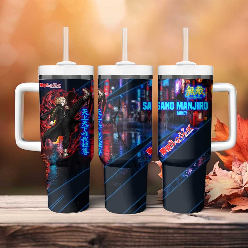 Sano Manjiro Mikey Tumbler With Handle Neon Tokyo Gang Aesthetic Style TS04 Sano Manjiro Mikey Tumbler With Handle Neon Tokyo Gang Aesthetic Style TS04